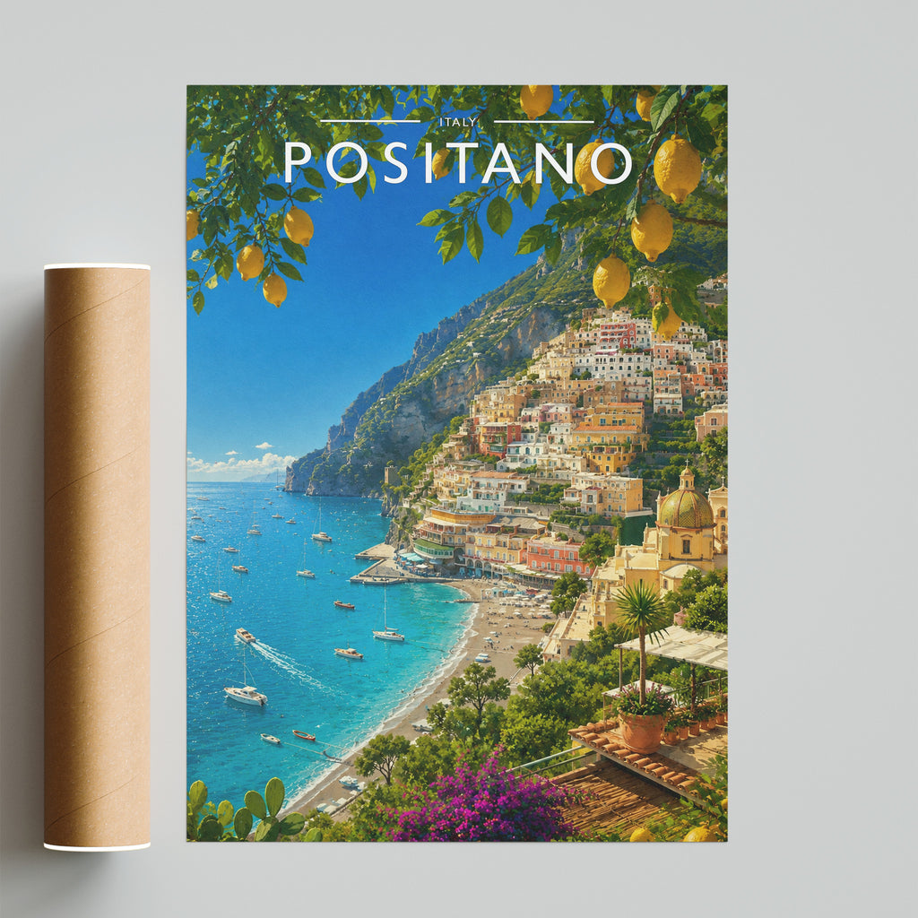 Positano #3 Travel Poster - fine art print with shipping tube