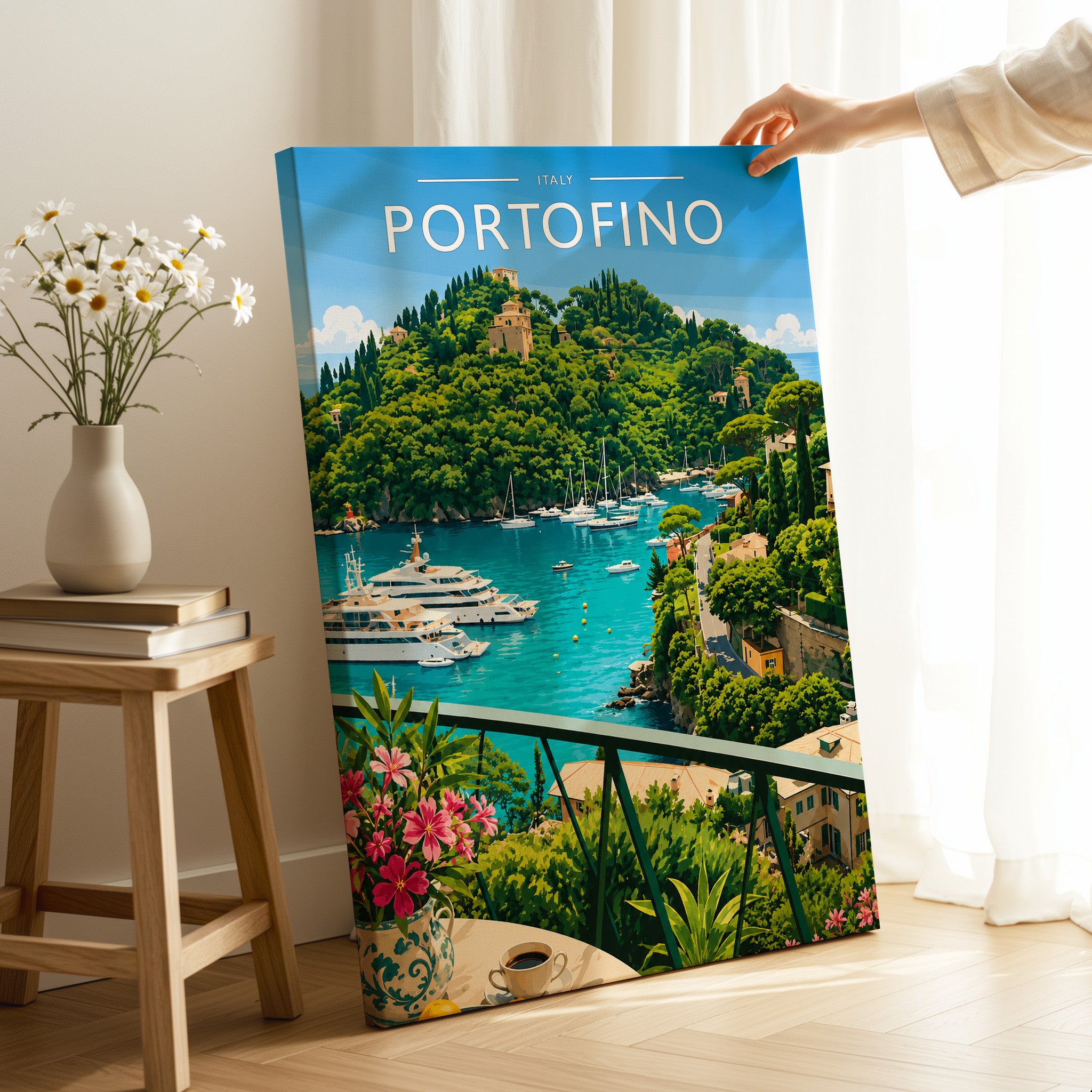 Portofino #2 Travel Poster as a gallery-wrapped canvas