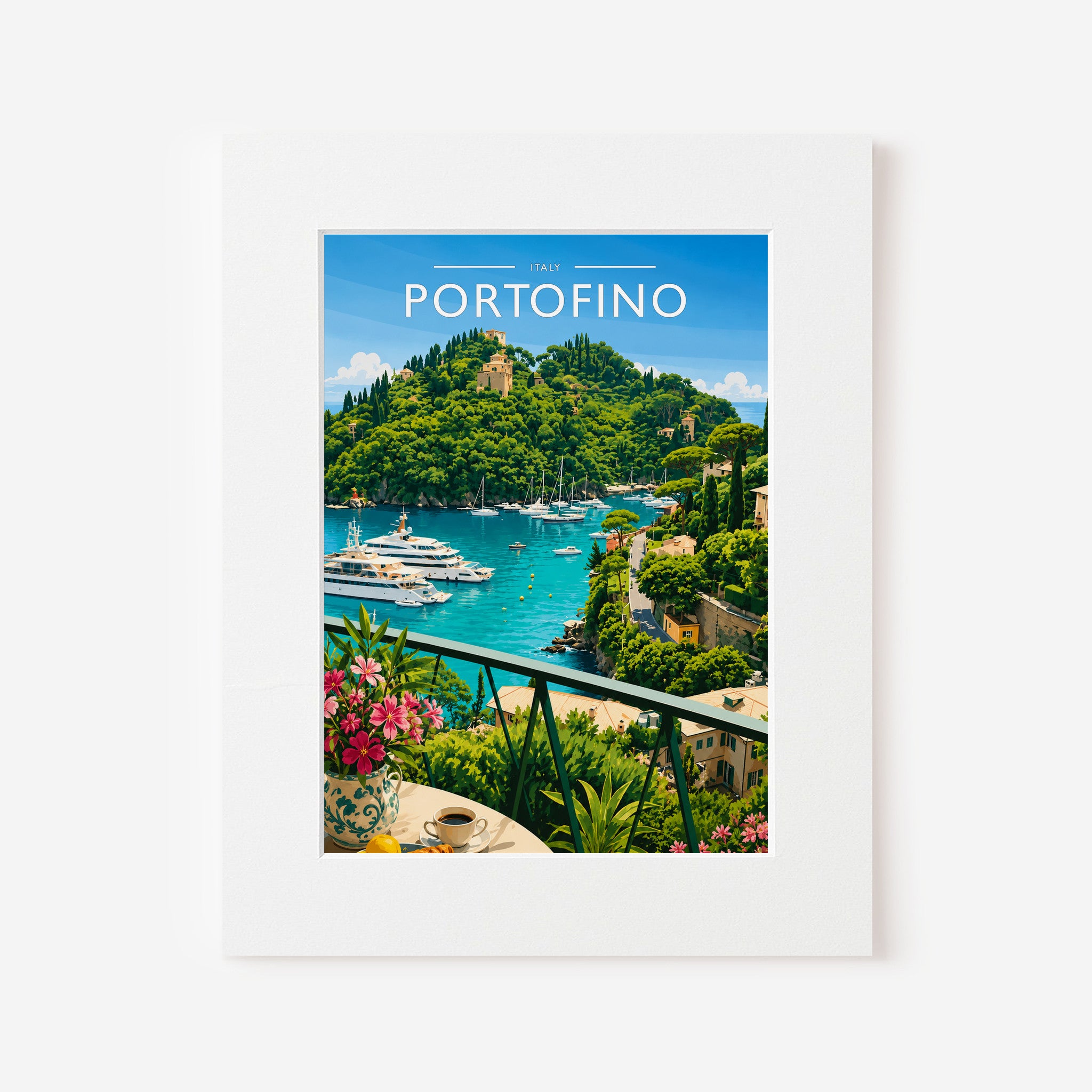 Portofino #2 Travel Poster in a white mount