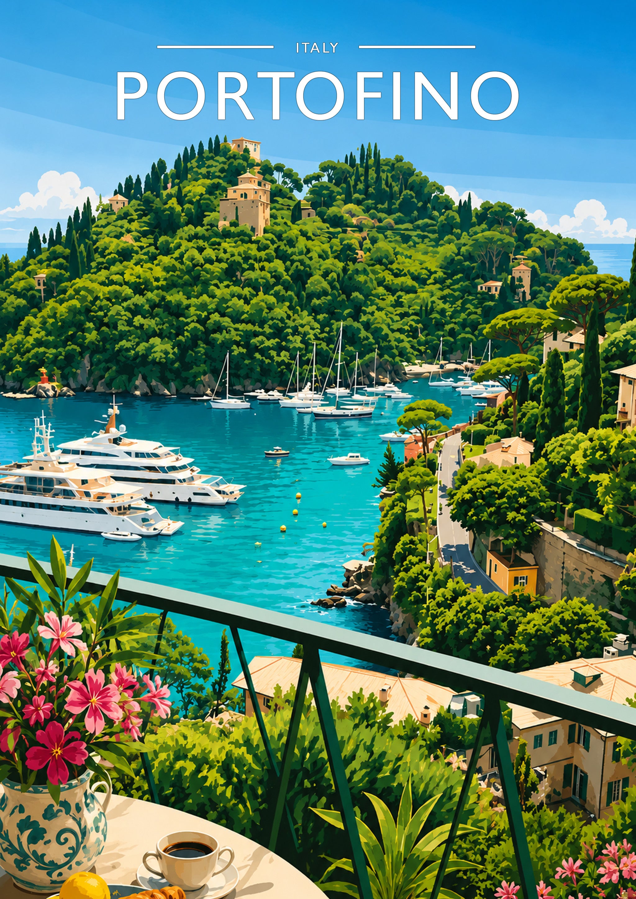 Portofino #2 Travel Poster - A4 travel poster print