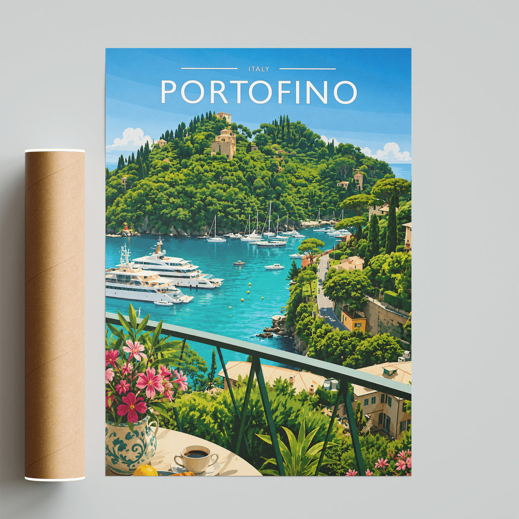 Portofino #2 Travel Poster - fine art print with shipping tube
