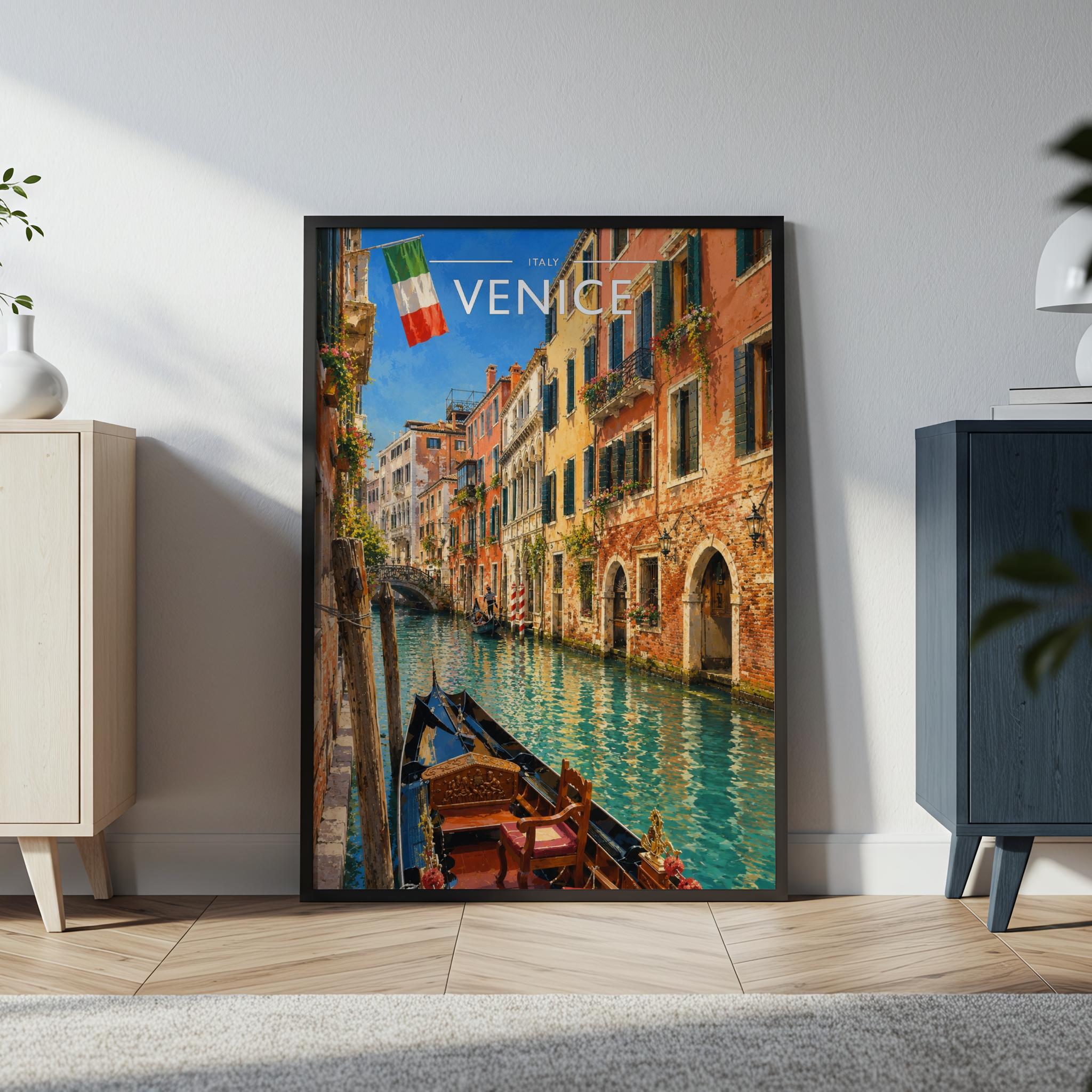 Venice #2 Travel Poster in a black frame