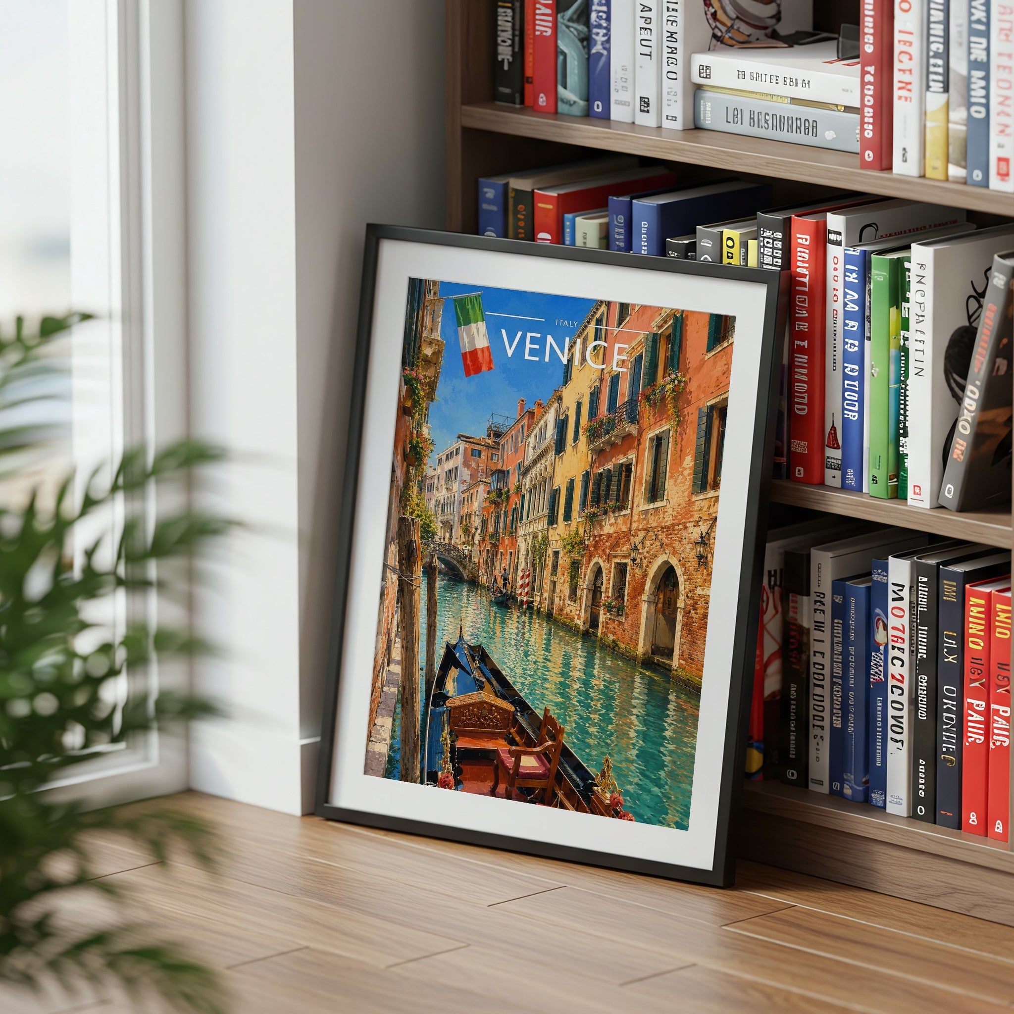 Venice #2 Travel Poster mounted in a black frame