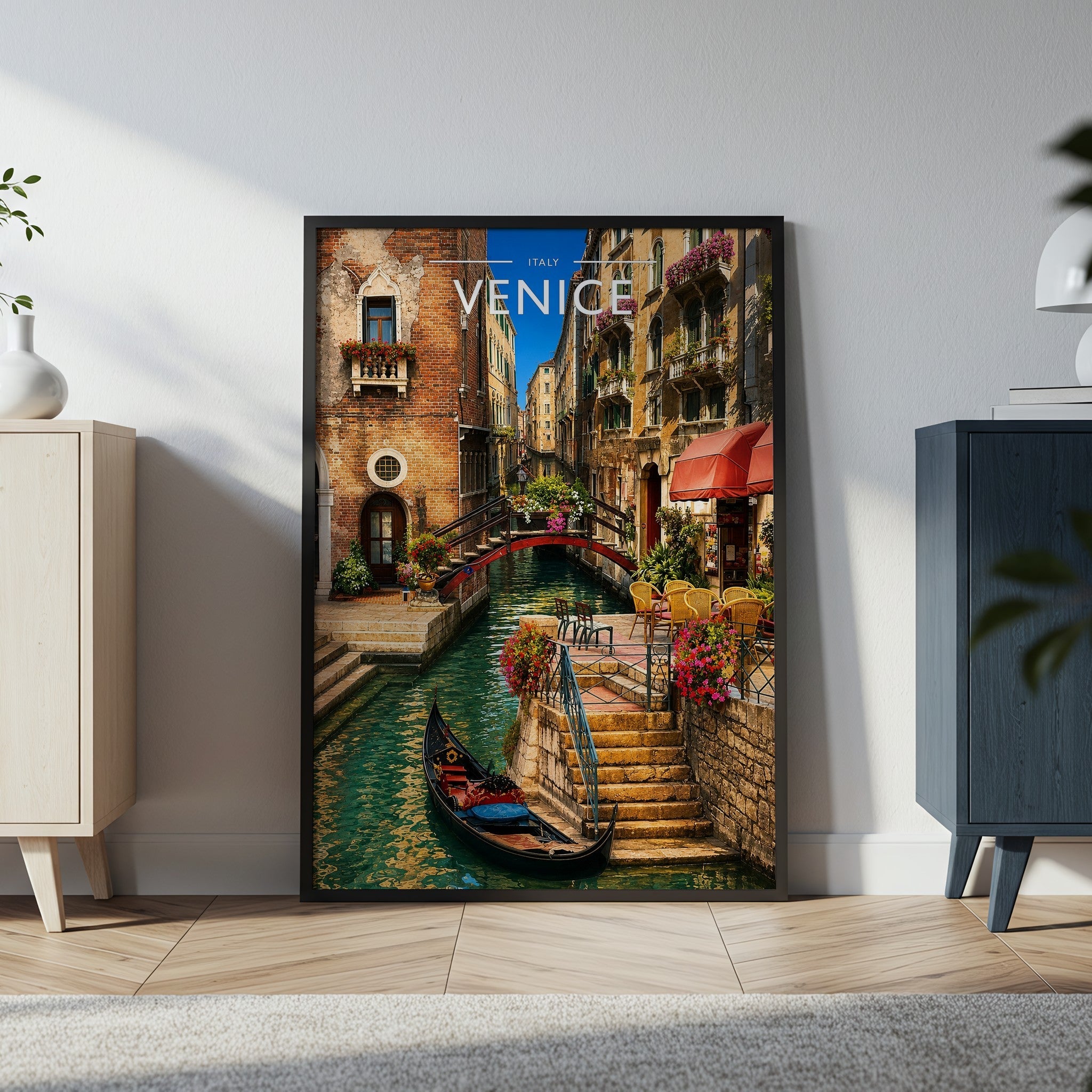 Venice #3 Travel Poster in a black frame