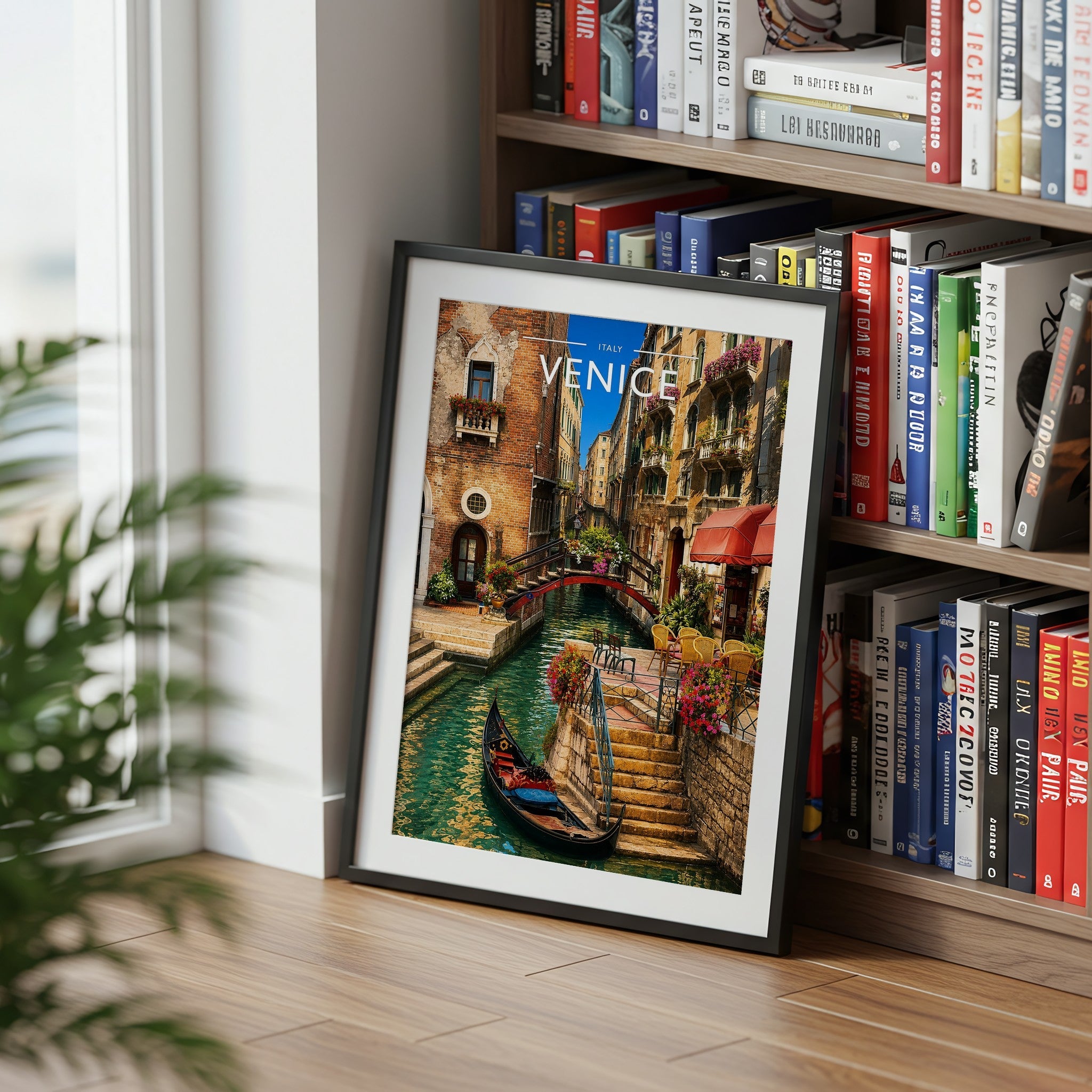 Venice #3 Travel Poster mounted in a black frame