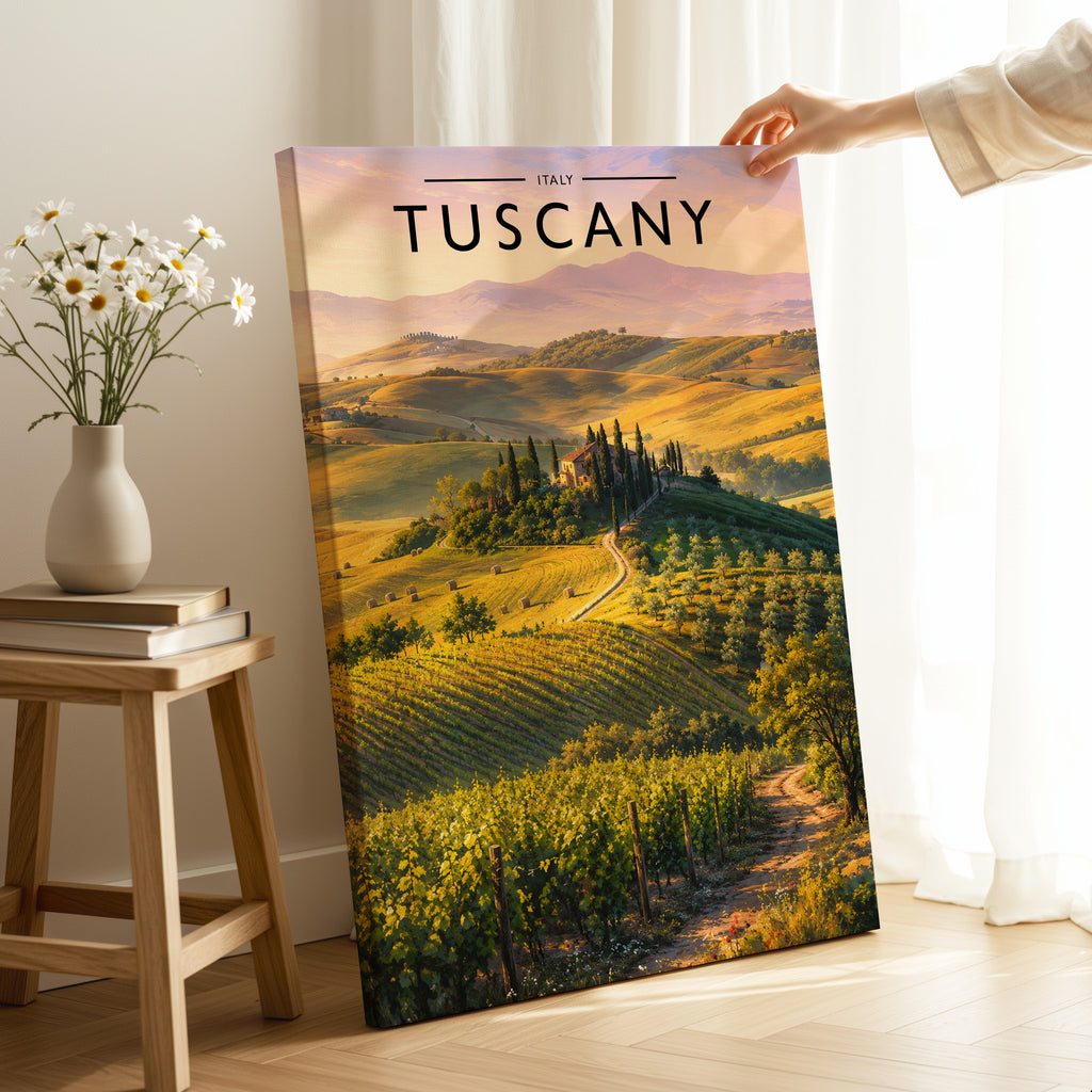 Tuscany Travel Poster as a gallery-wrapped canvas