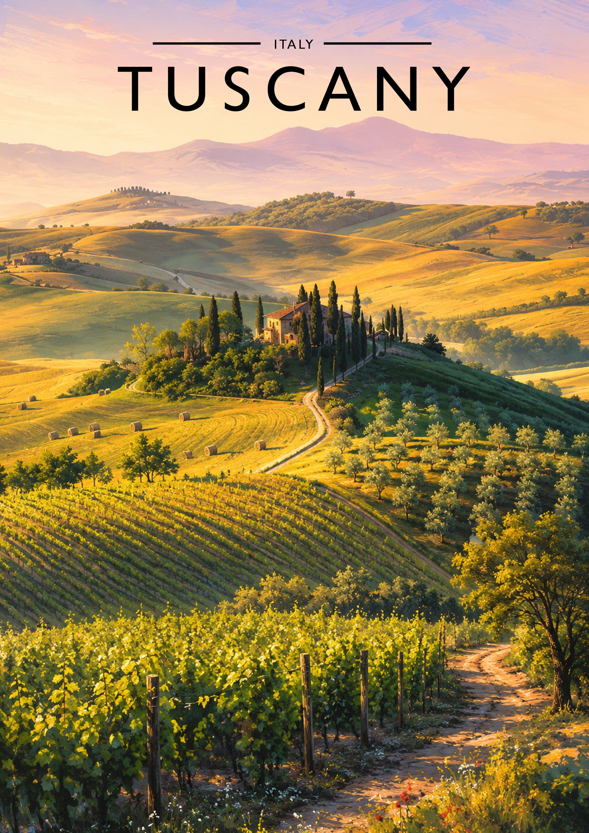 Tuscany Travel Poster - A4 travel poster print