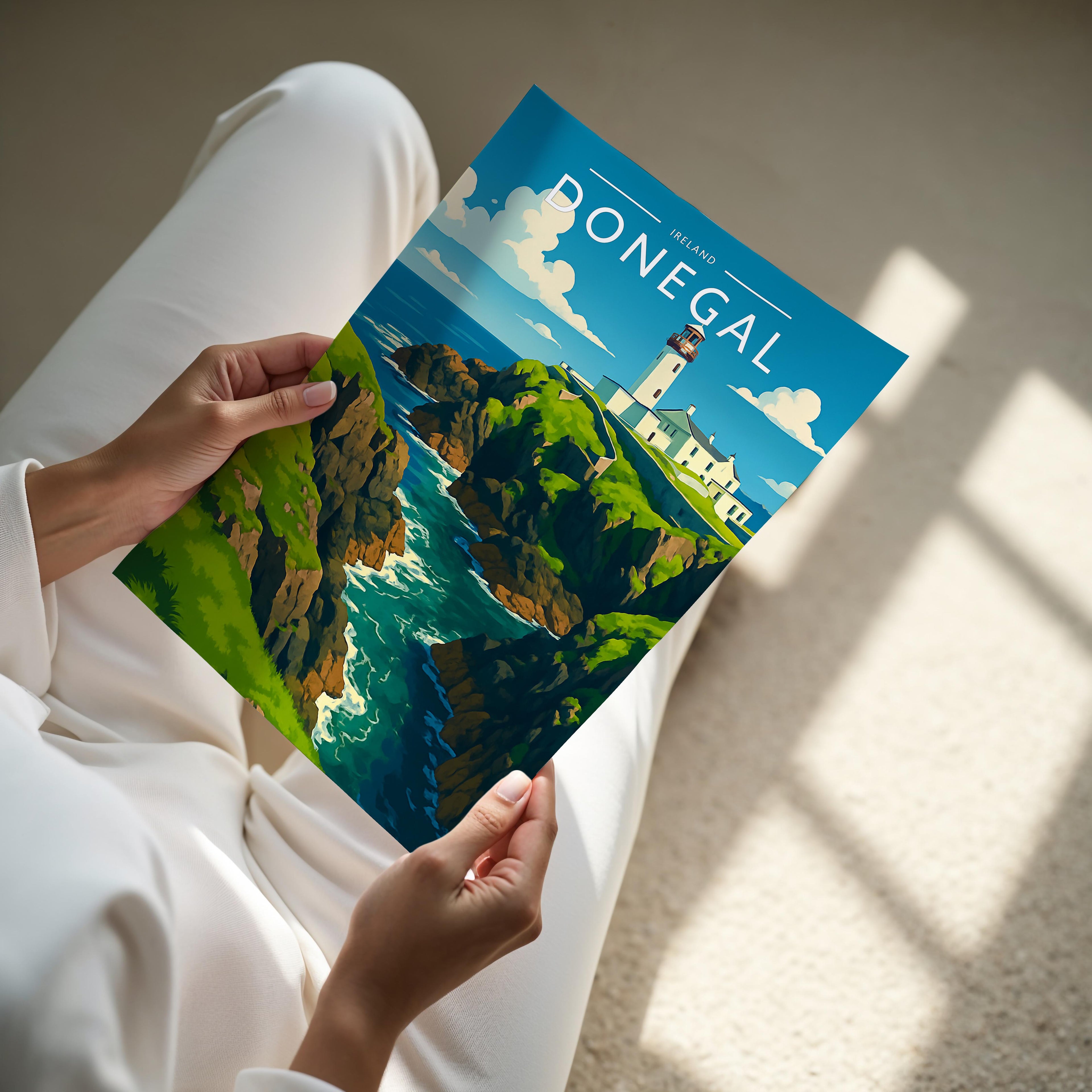 Donegal Travel Poster - A4 print held in hand