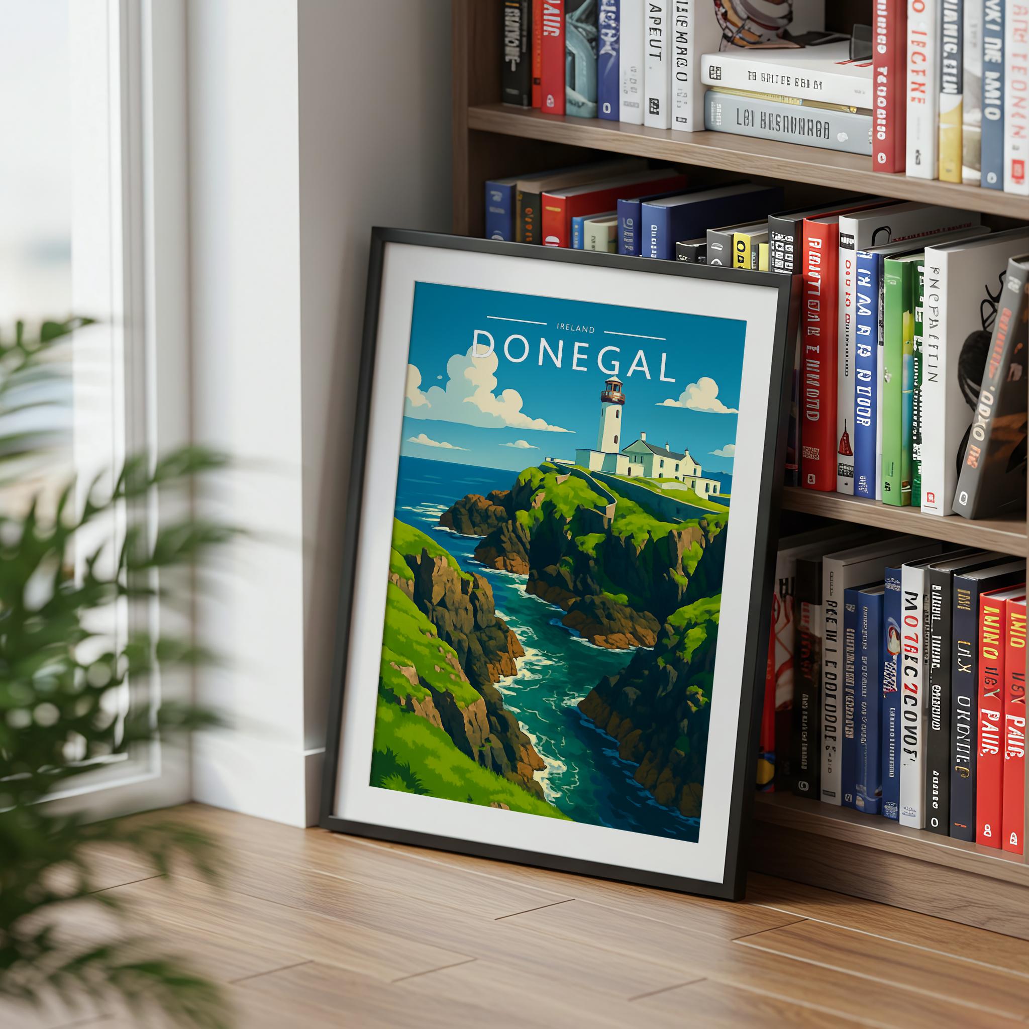 Donegal Travel Poster mounted in a black frame