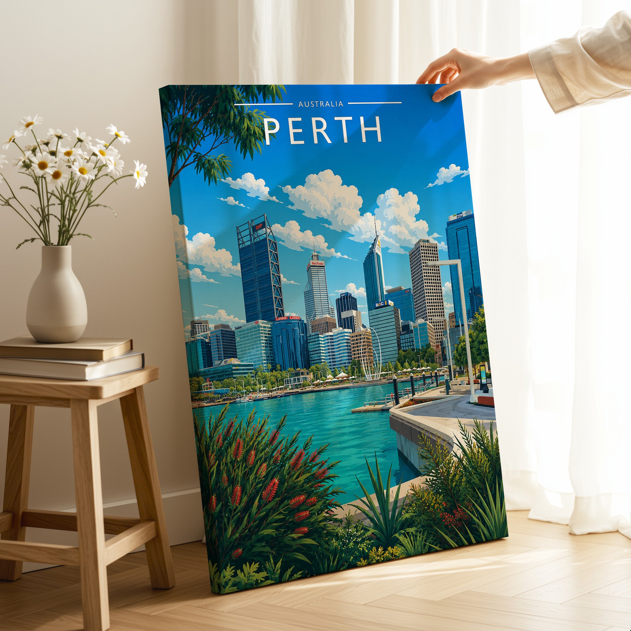 Perth Travel Poster as a gallery-wrapped canvas