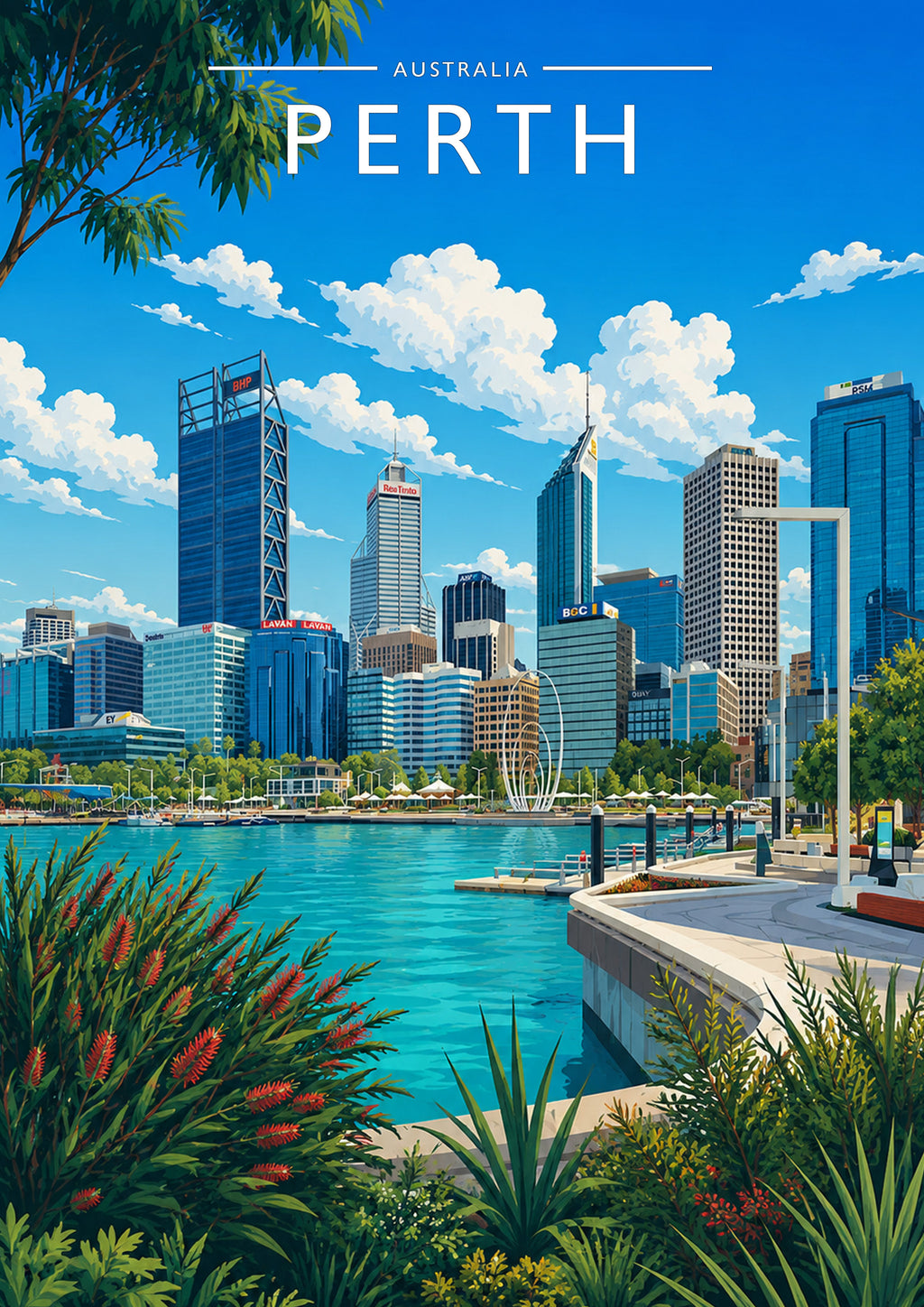 Perth Travel Poster - A4 travel poster print