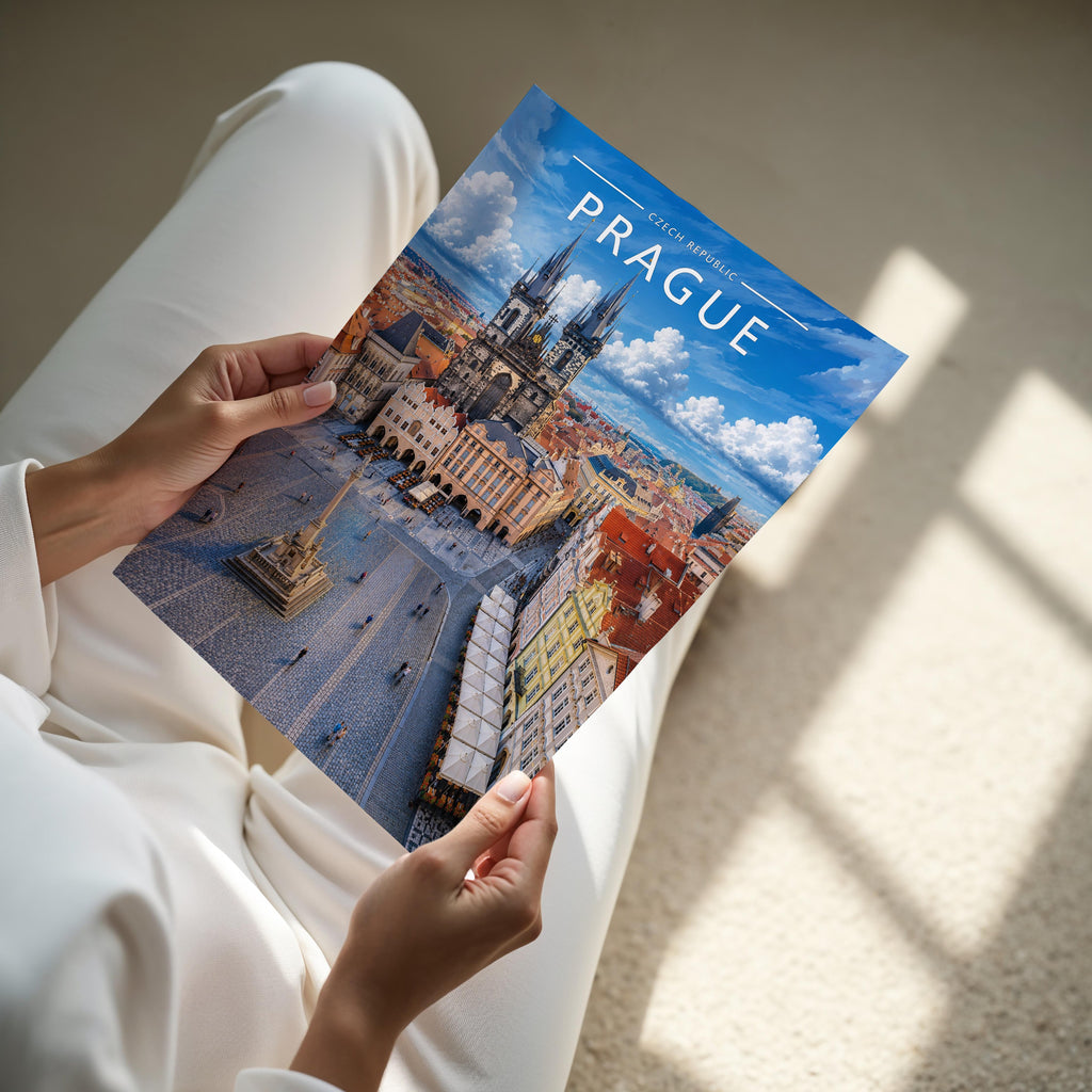 Prague #2 Travel Poster - A4 print held in hand