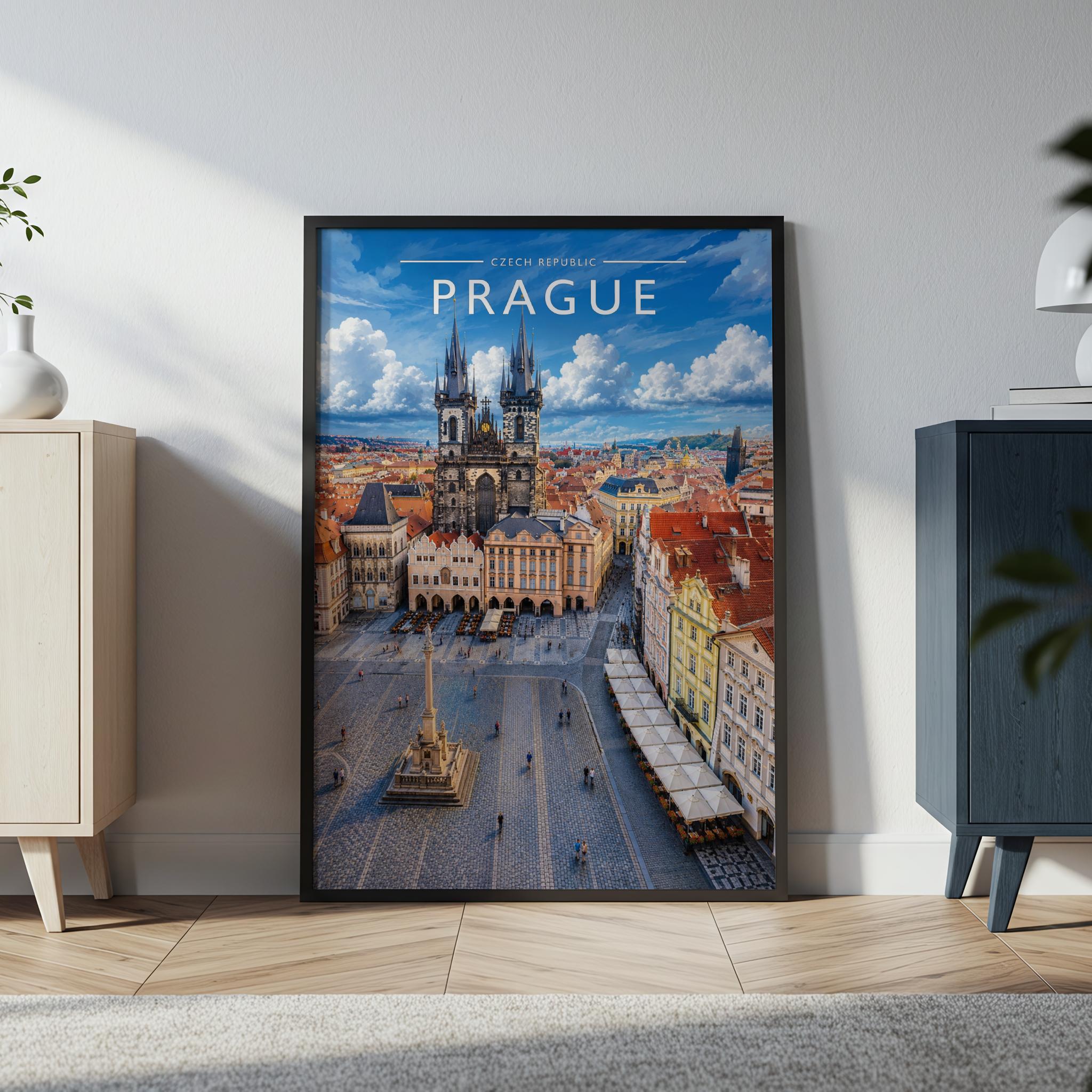 Prague #2 Travel Poster in a black frame
