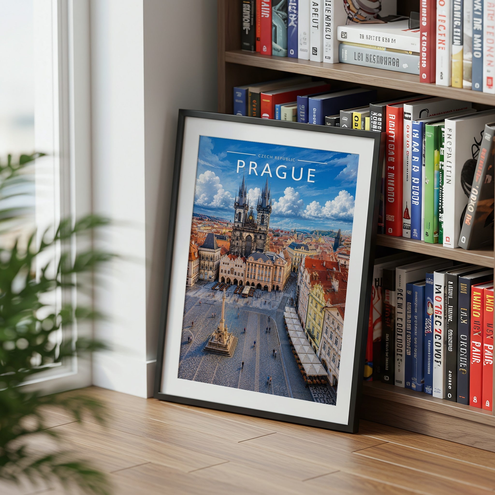 Prague #2 Travel Poster mounted in a black frame