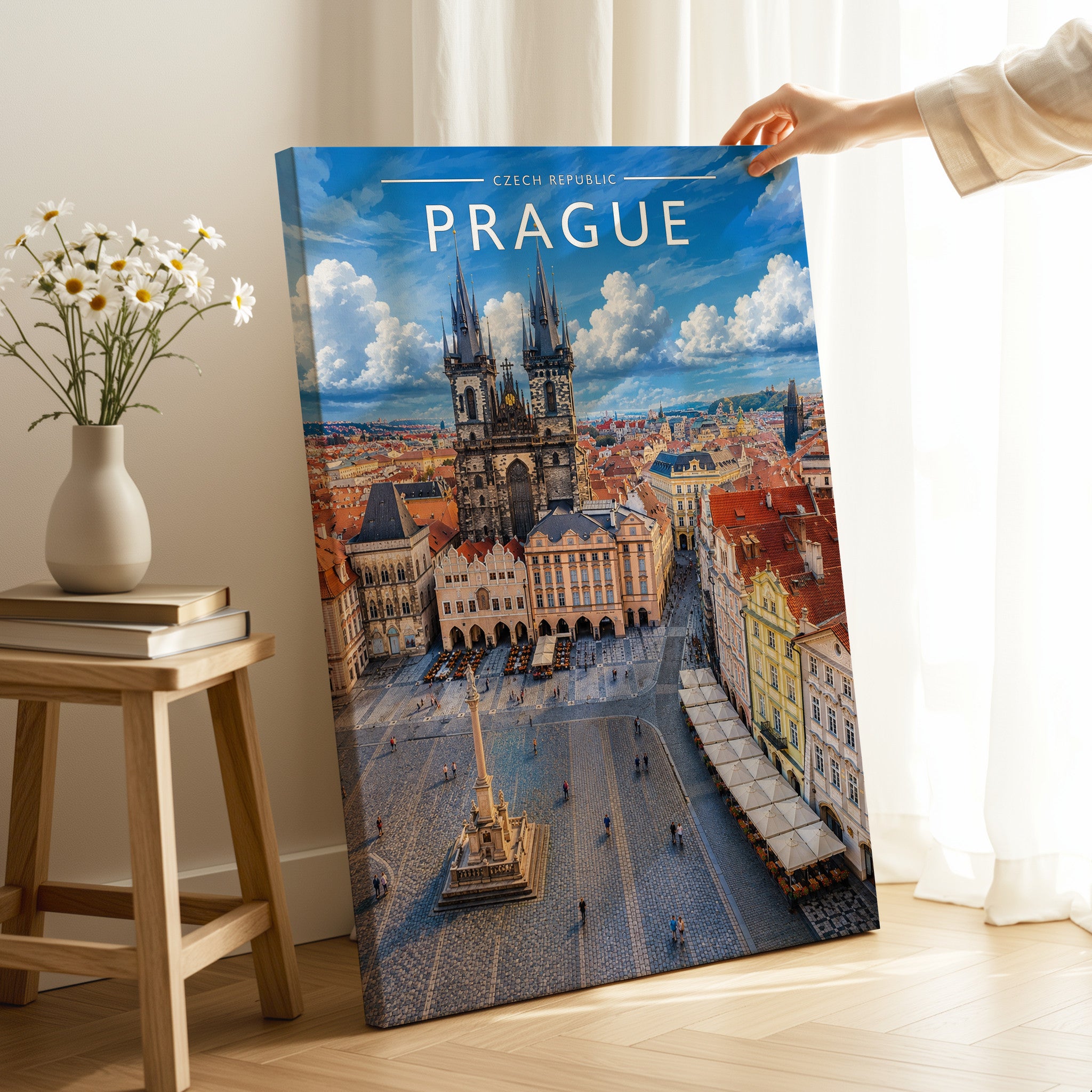 Prague #2 Travel Poster as a gallery-wrapped canvas