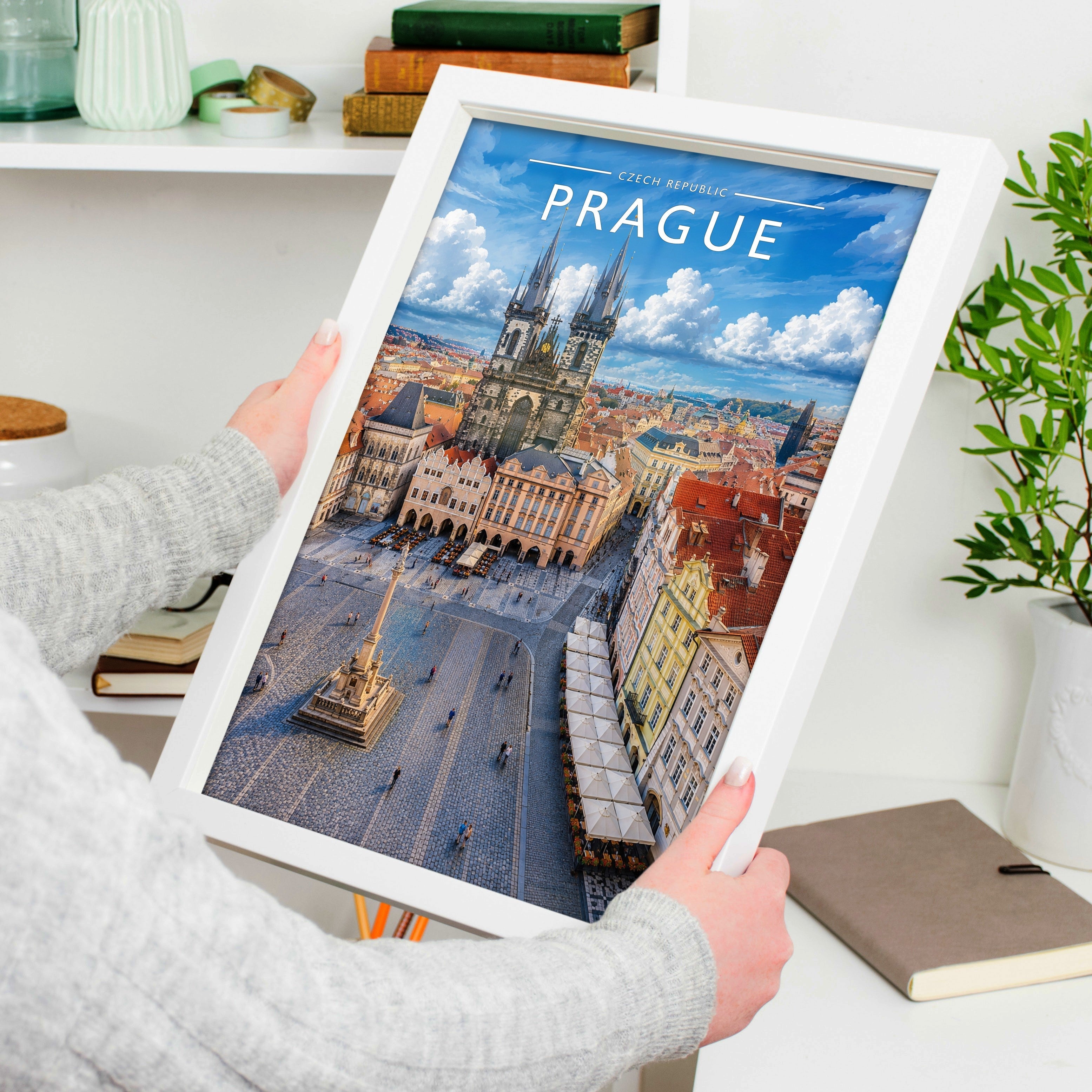 Prague #2 Travel Poster held in a white frame