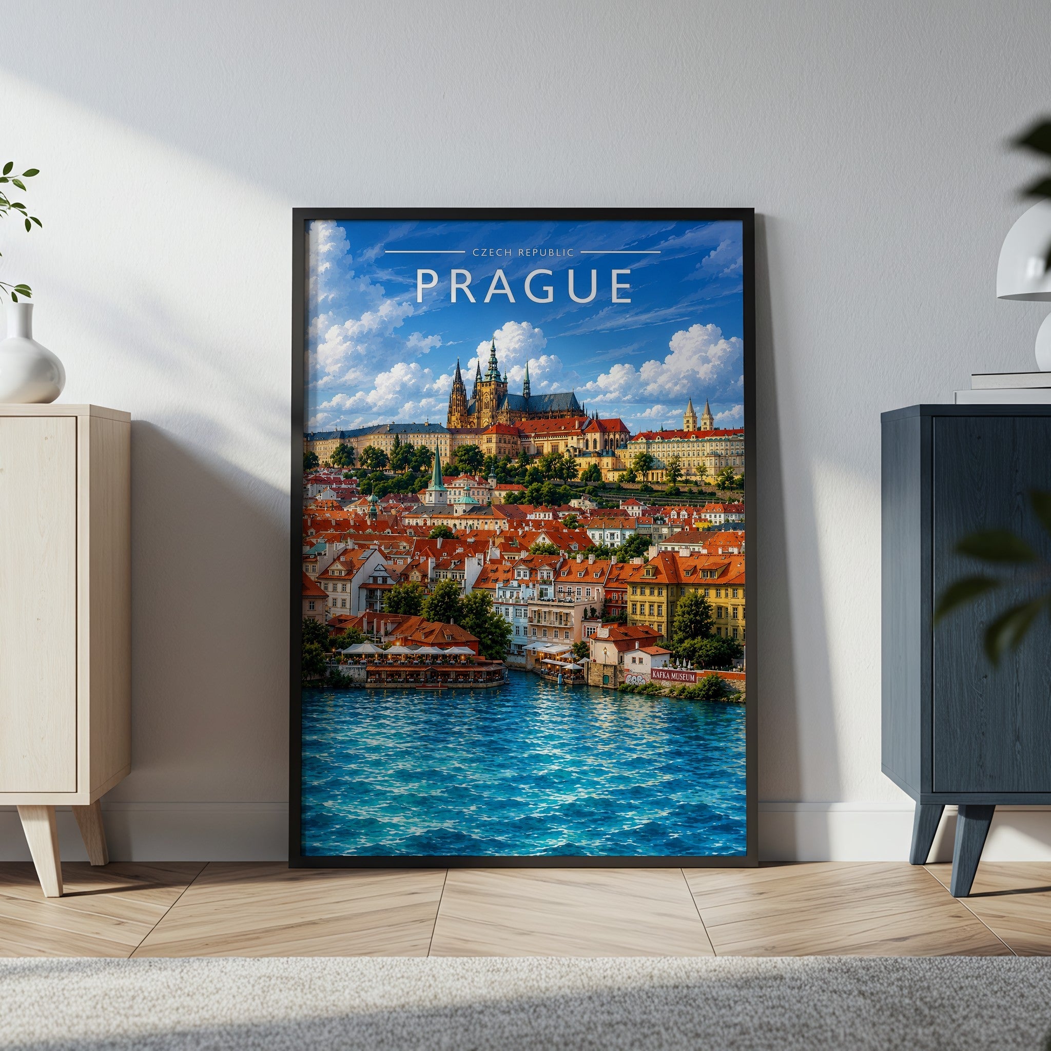 Prague #3 Travel Poster in a black frame