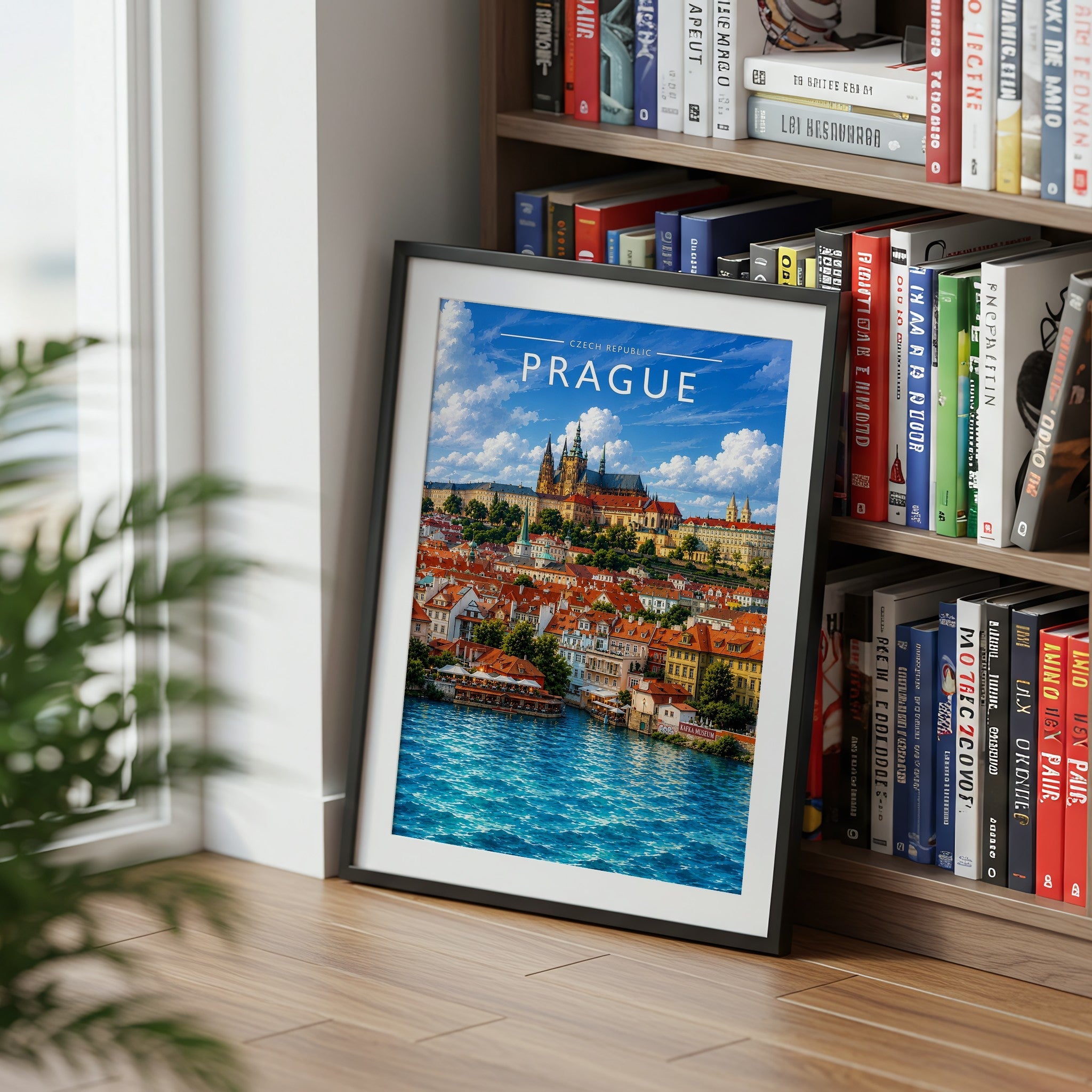 Prague #3 Travel Poster mounted in a black frame