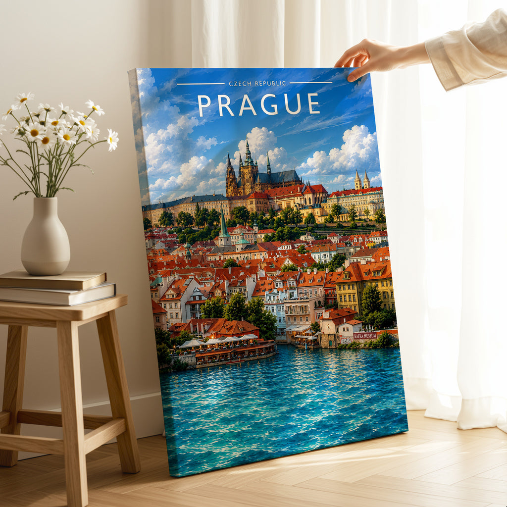 Prague #3 Travel Poster as a gallery-wrapped canvas
