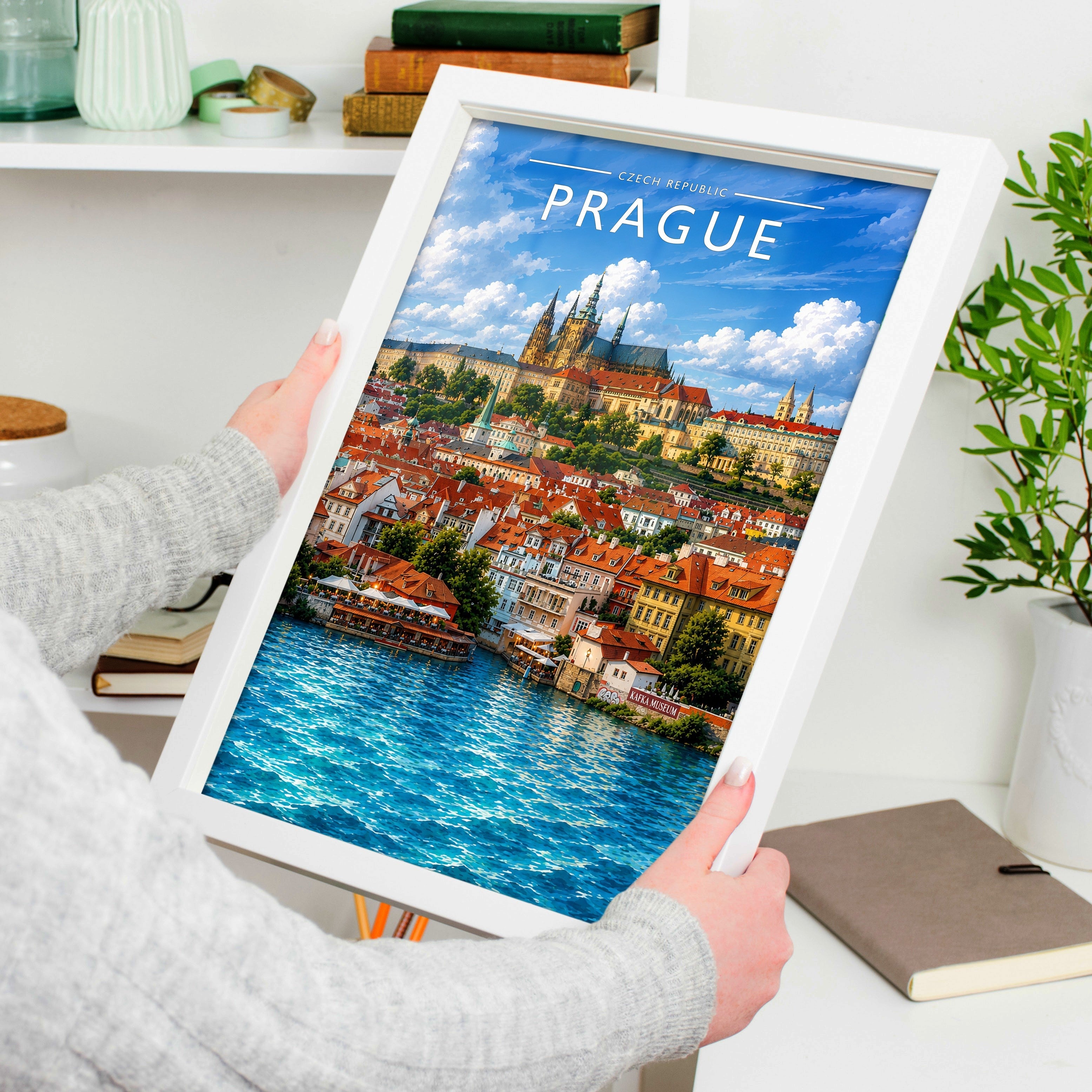 Prague #3 Travel Poster held in a white frame