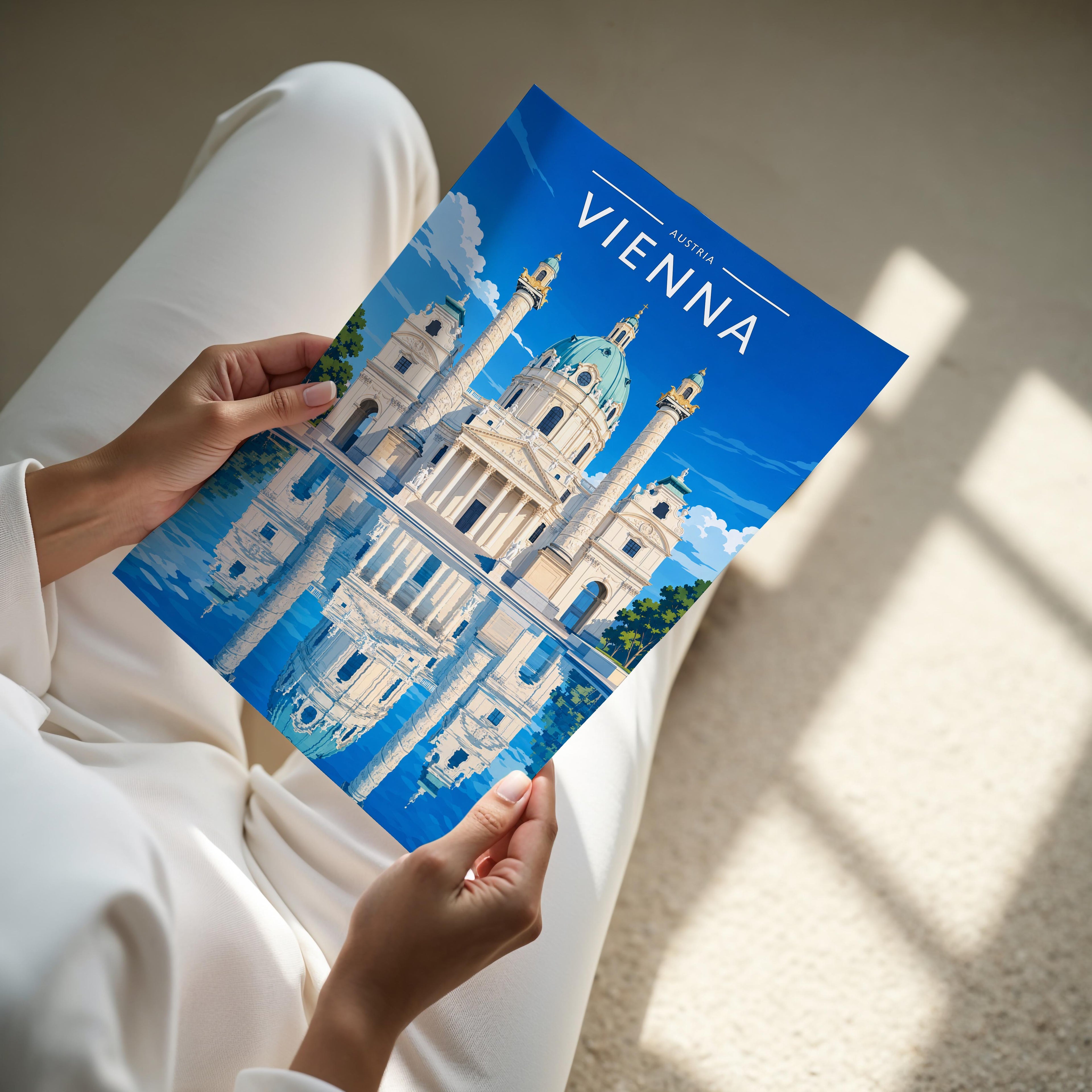 Vienna #2 Travel Poster - A4 print held in hand