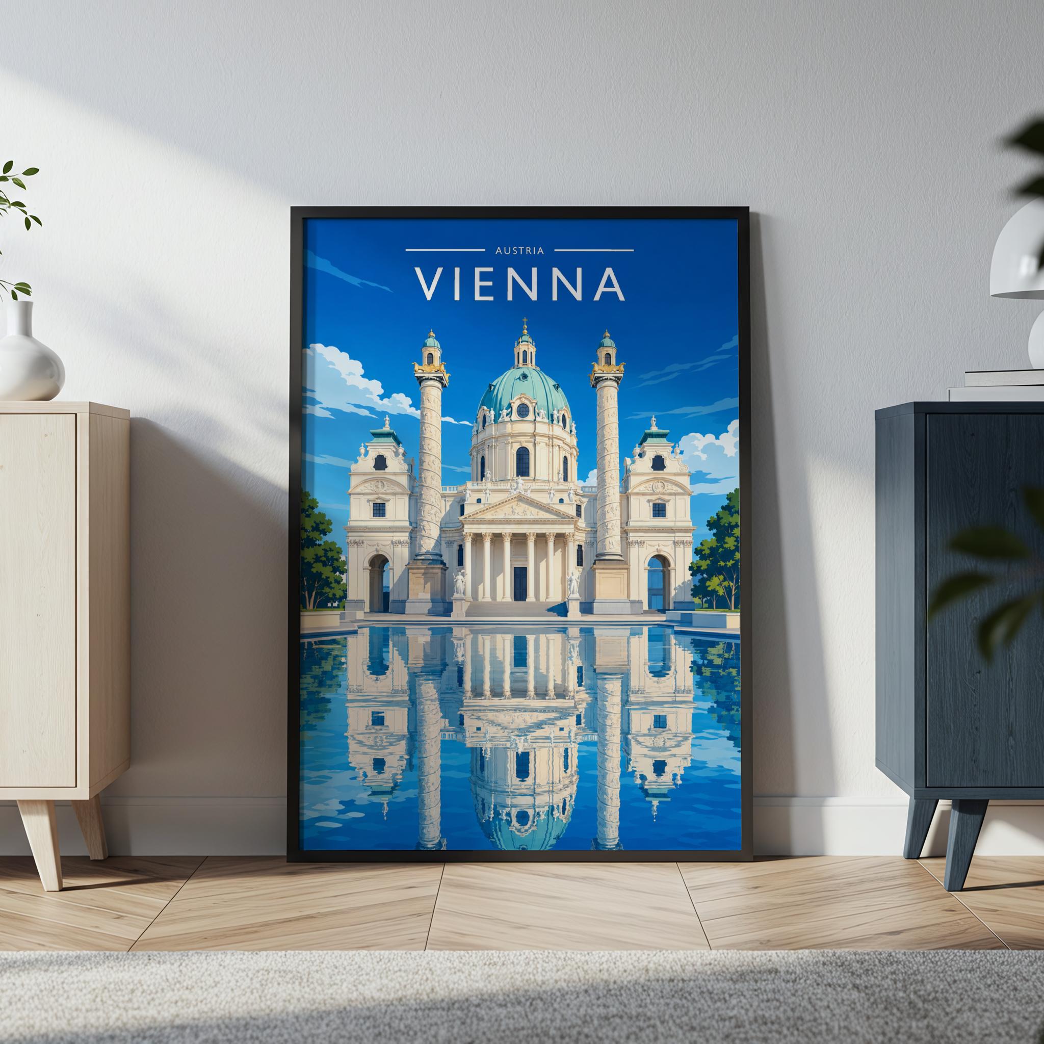 Vienna #2 Travel Poster in a black frame