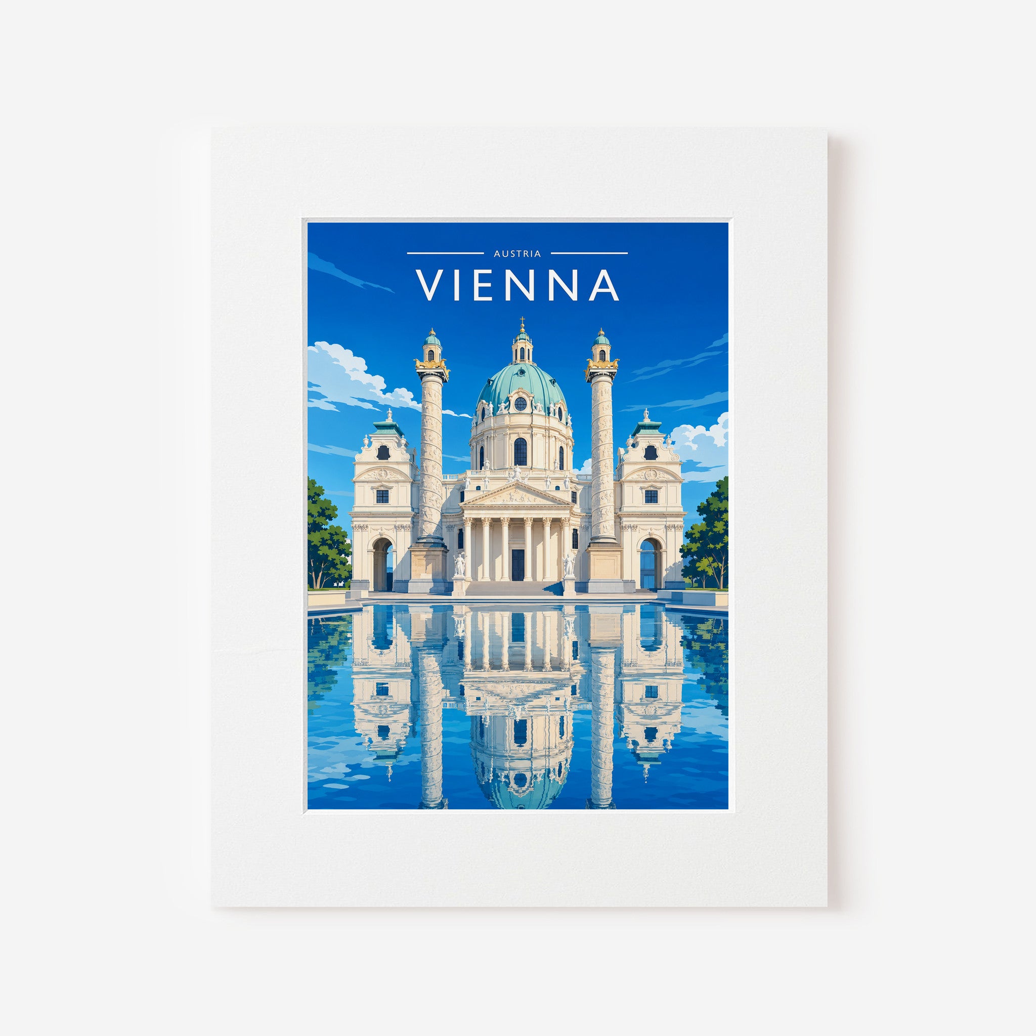 Vienna #2 Travel Poster in a white mount