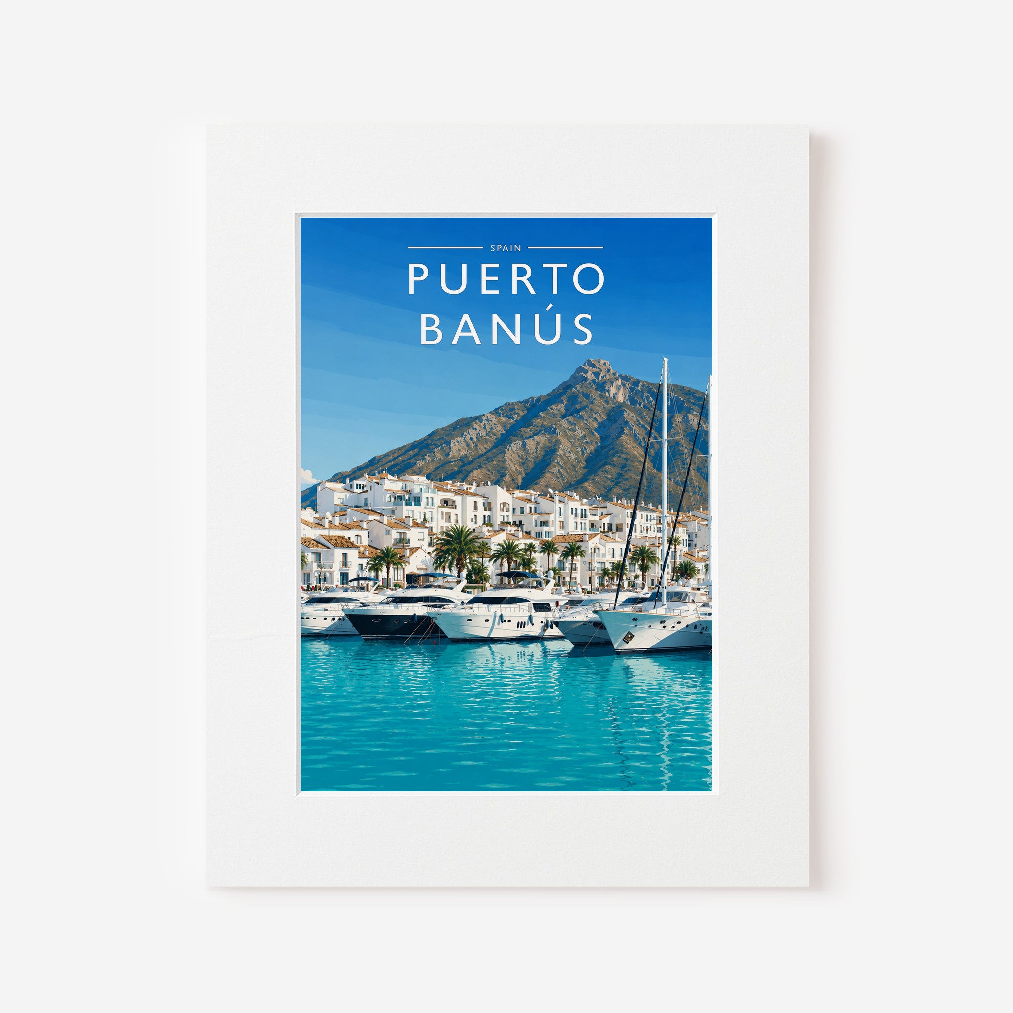 Puerto Banús #2 Travel Poster in a white mount