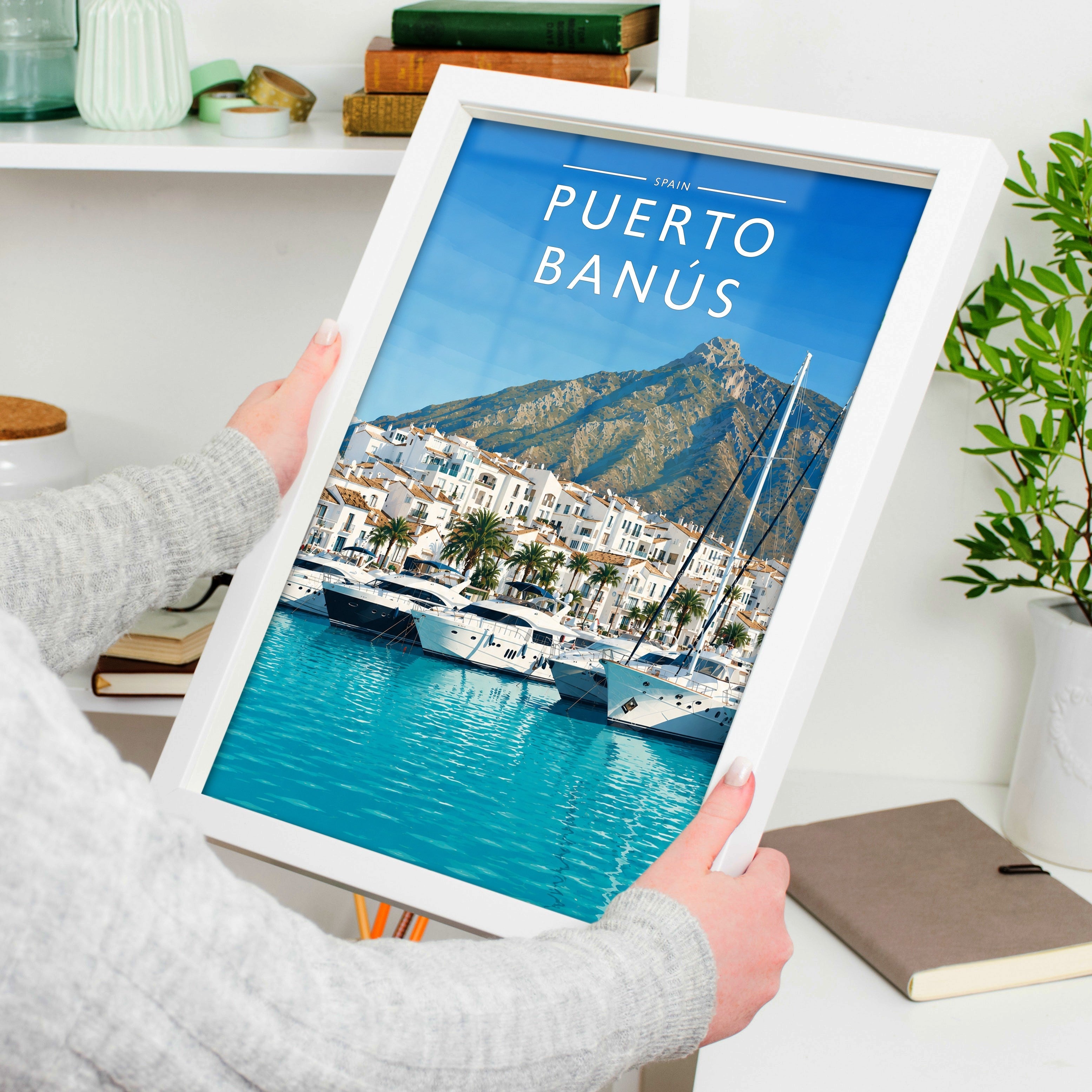 Puerto Banús #2 Travel Poster held in a white frame