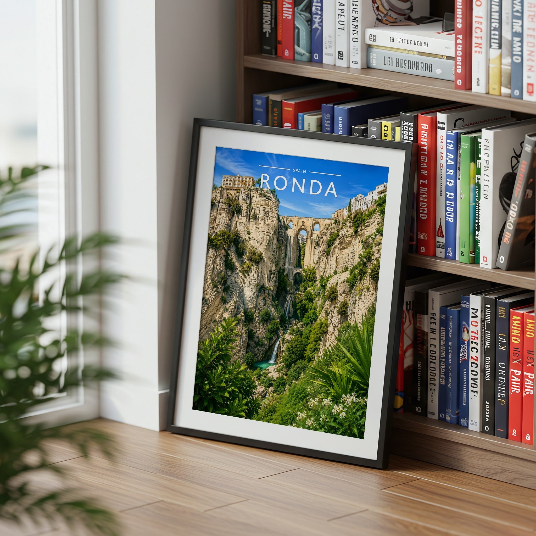 Ronda Travel Poster mounted in a black frame