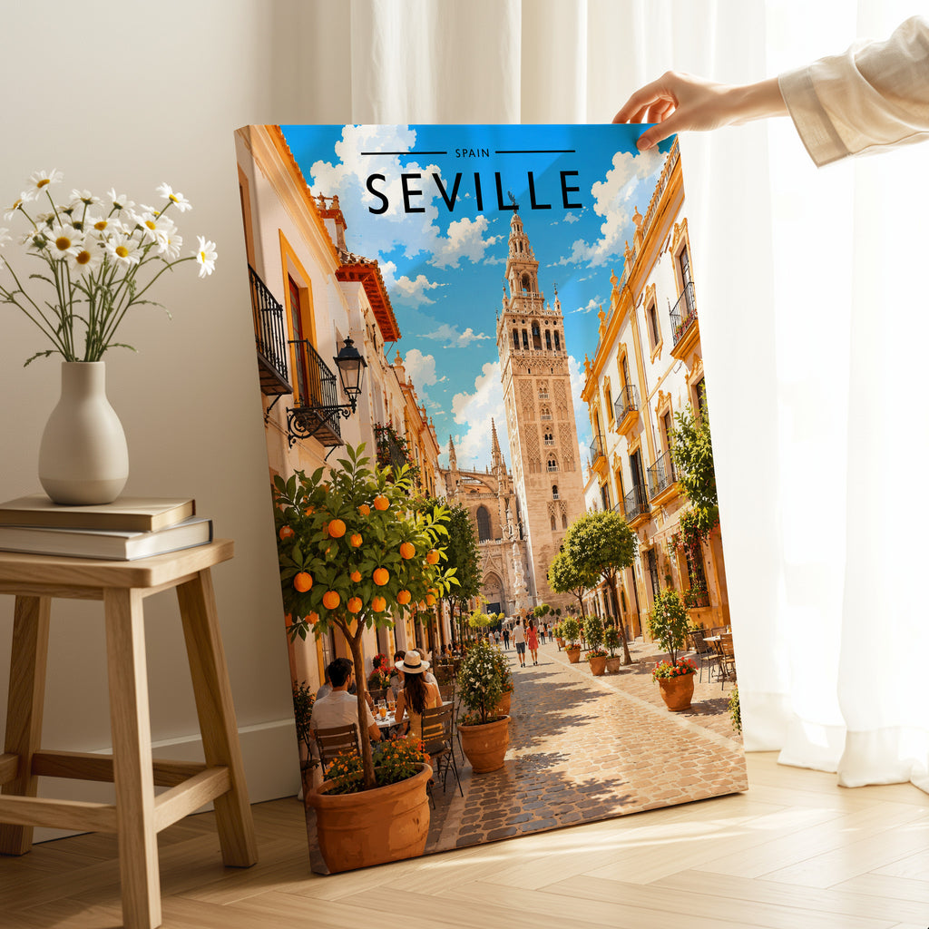 Seville Travel Poster as a gallery-wrapped canvas