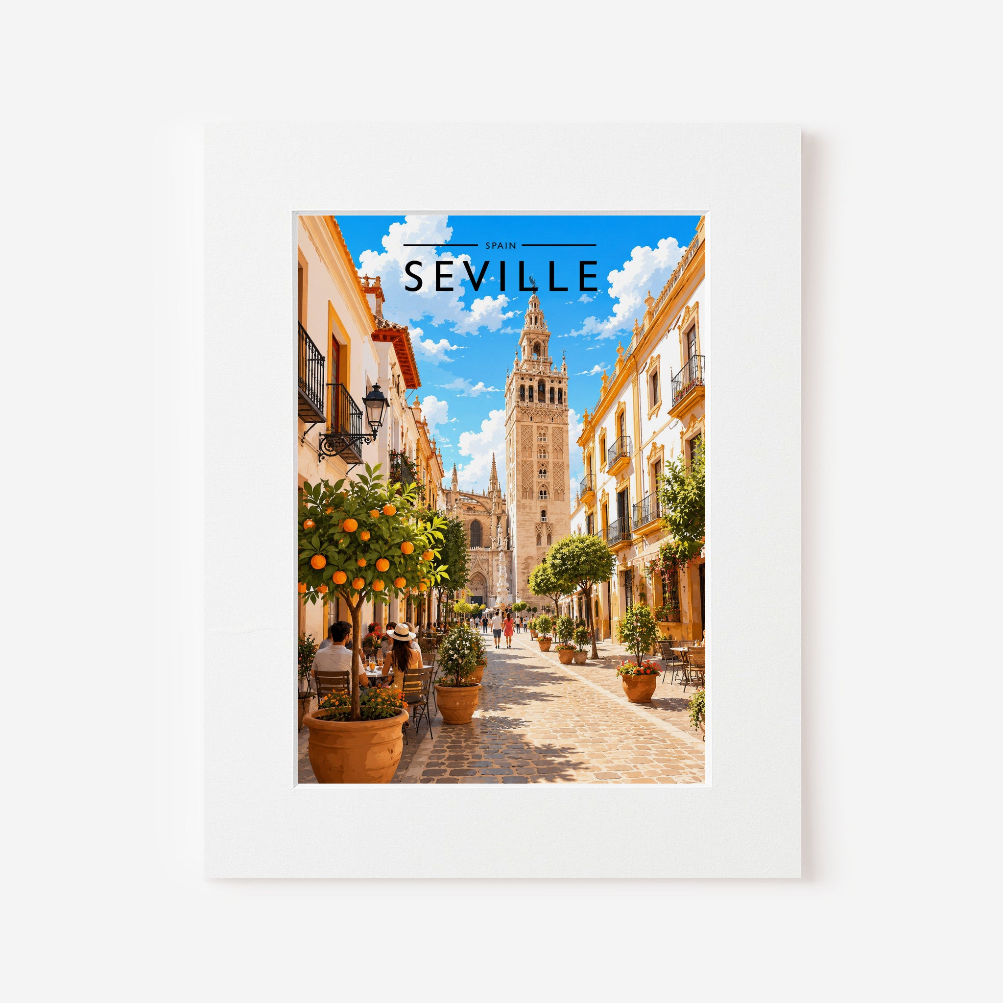 Seville Travel Poster in a white mount
