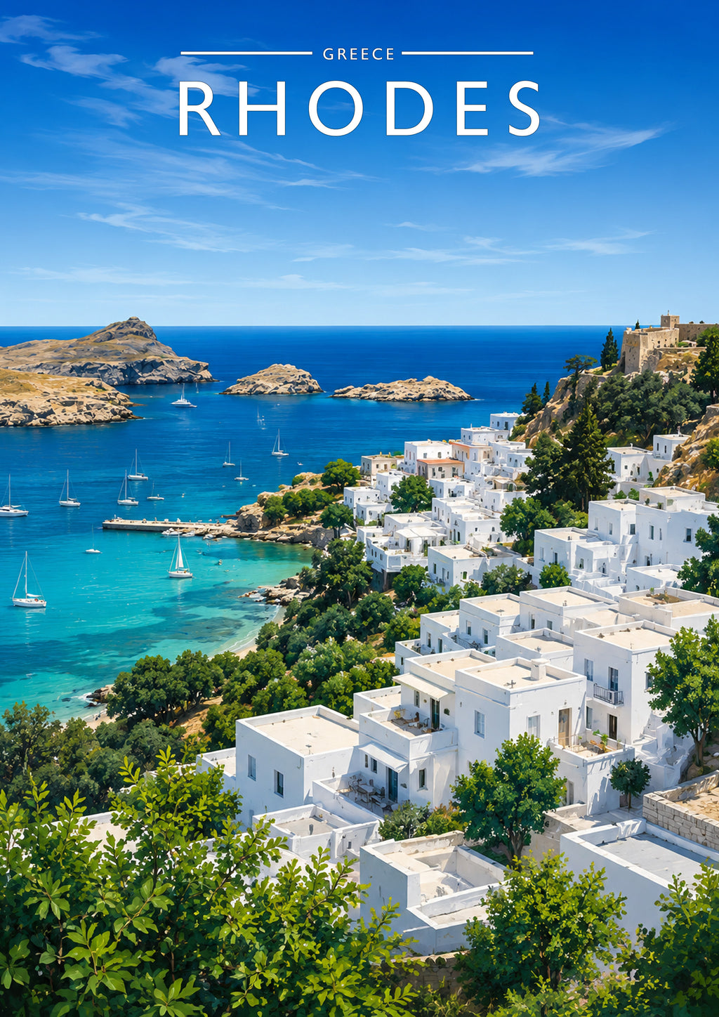 Rhodes #3 Travel Poster - A4 travel poster print