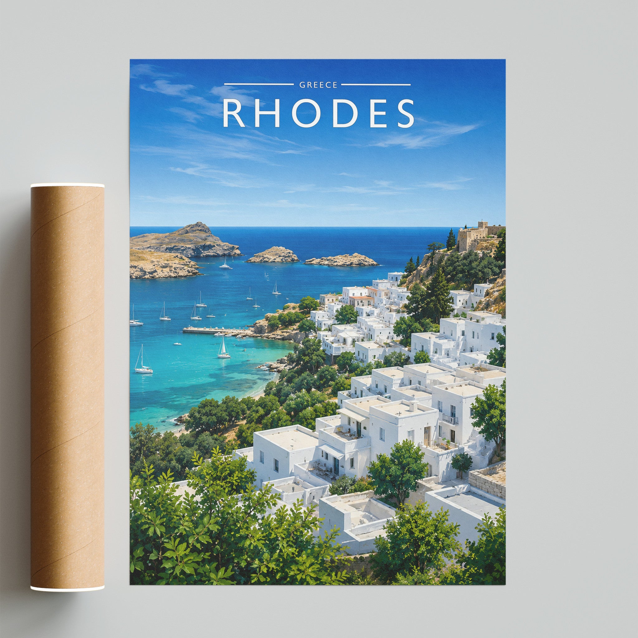 Rhodes #3 Travel Poster - fine art print with shipping tube