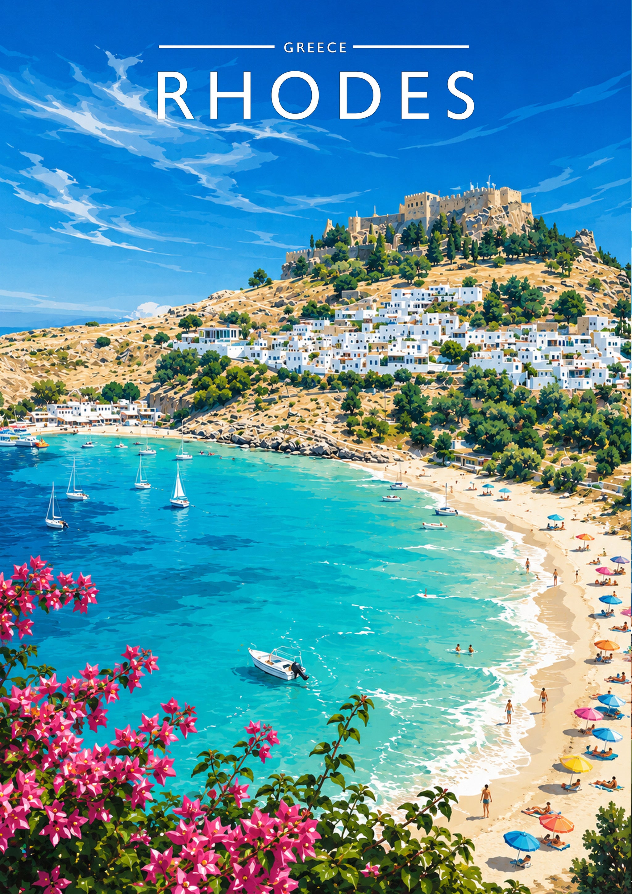 Rhodes #4 Travel Poster - A4 travel poster print