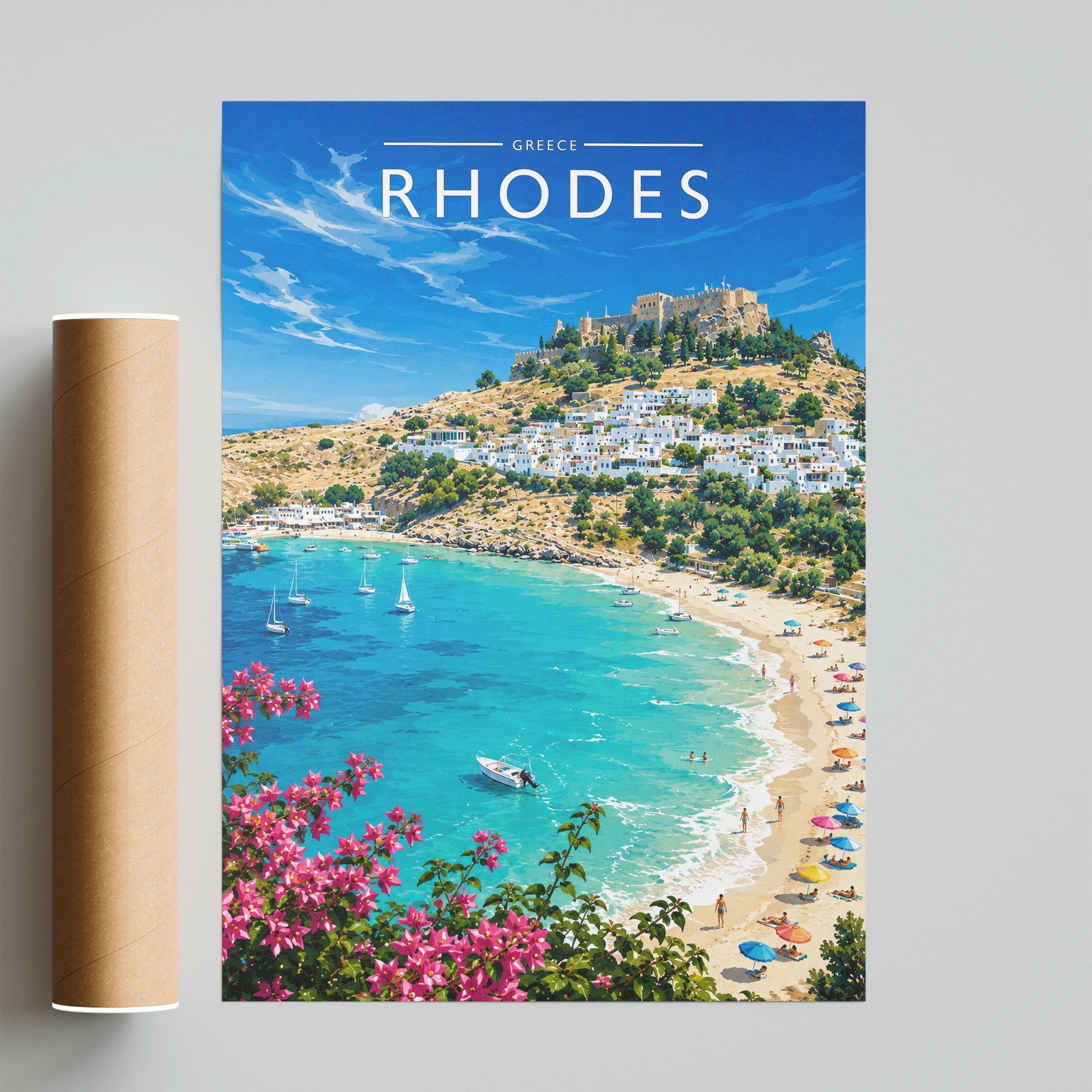 Rhodes #4 Travel Poster - fine art print with shipping tube