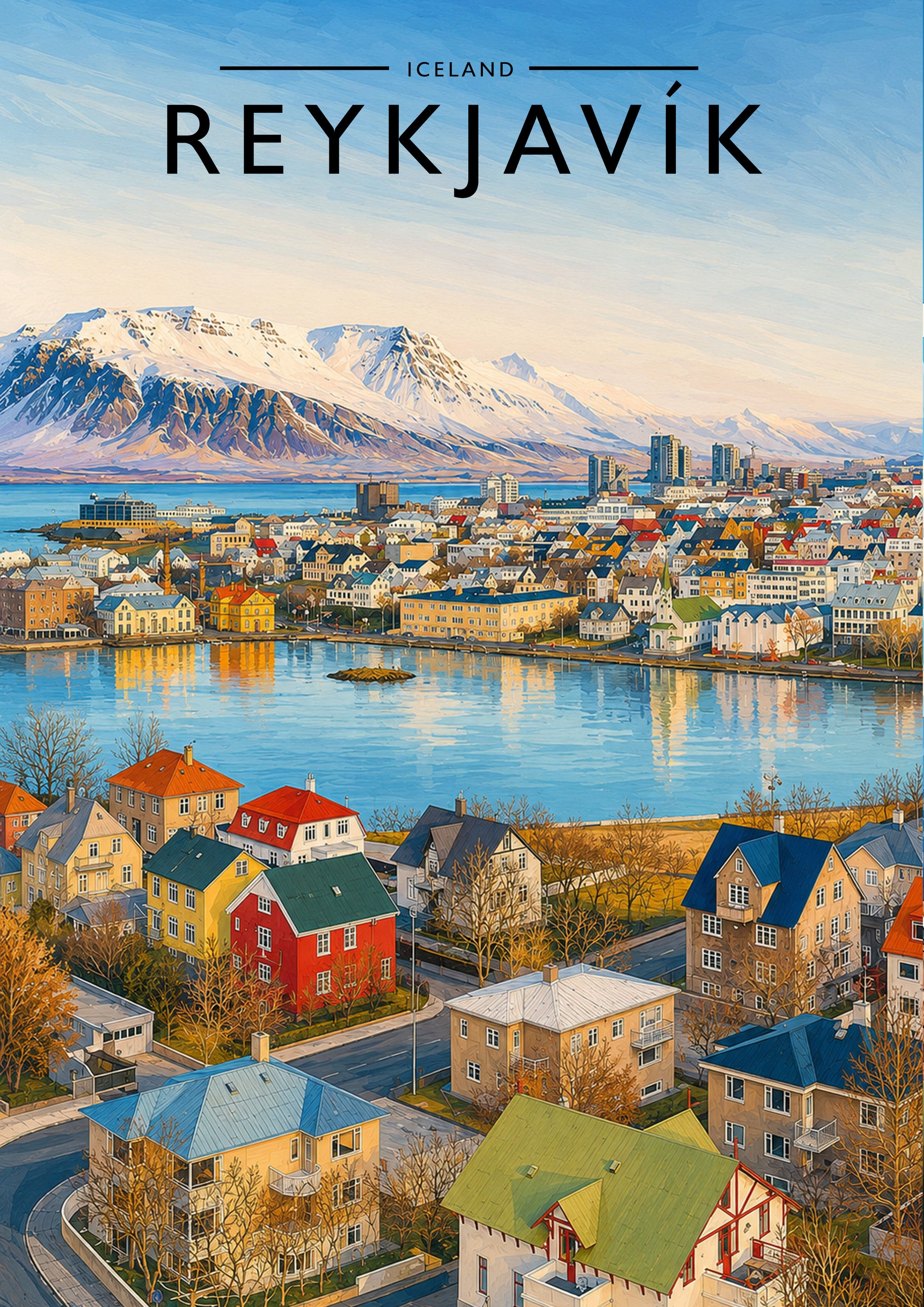 Reykjavík Travel Poster - A4 travel poster print