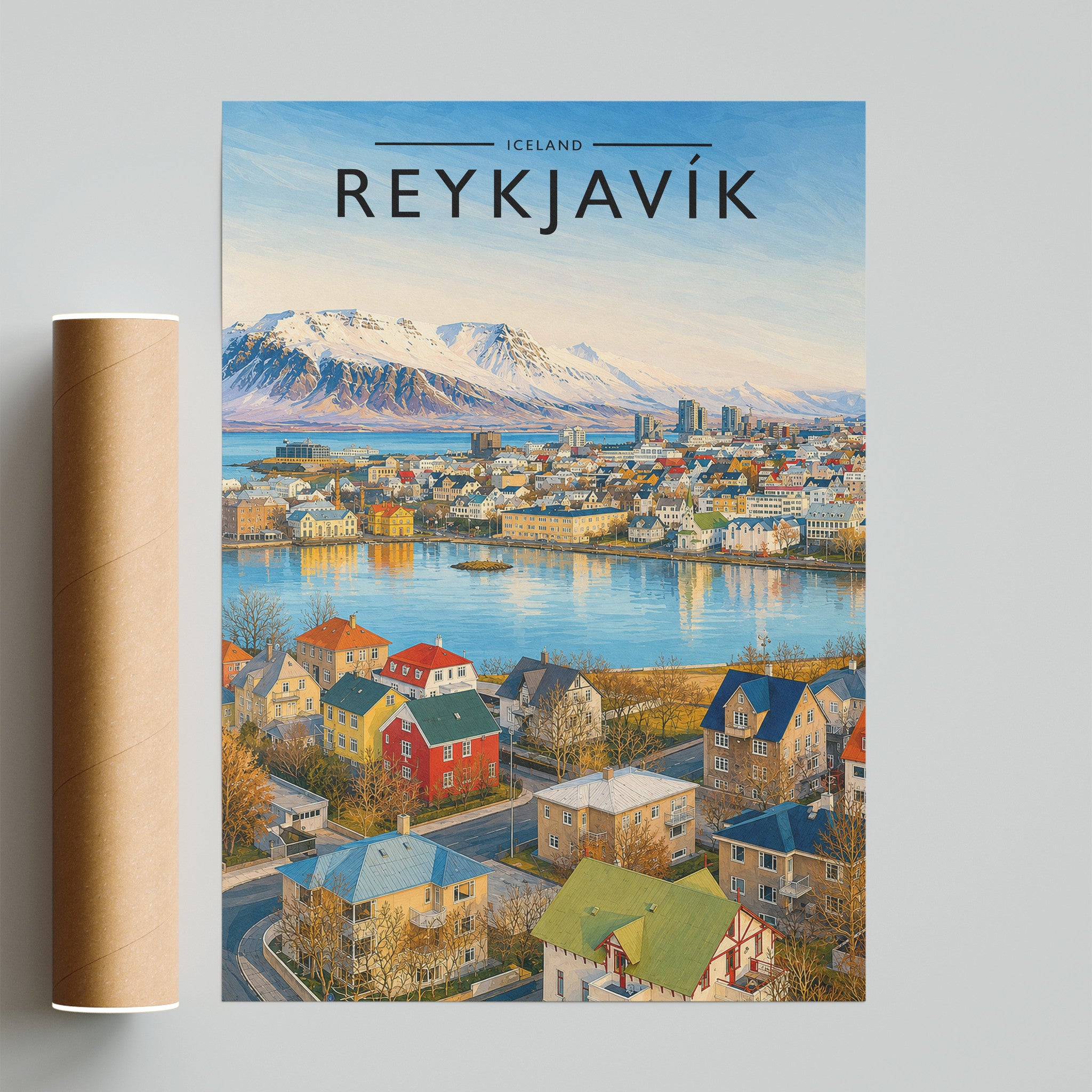 Reykjavík Travel Poster - fine art print with shipping tube