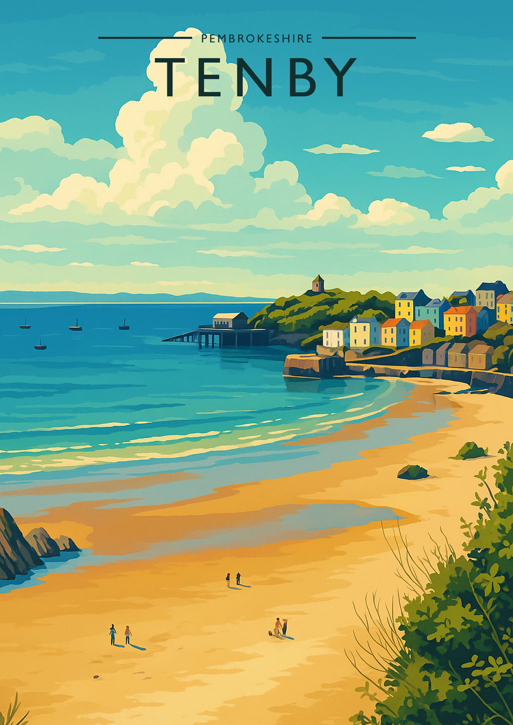 Tenby Travel Poster - A4 travel poster print