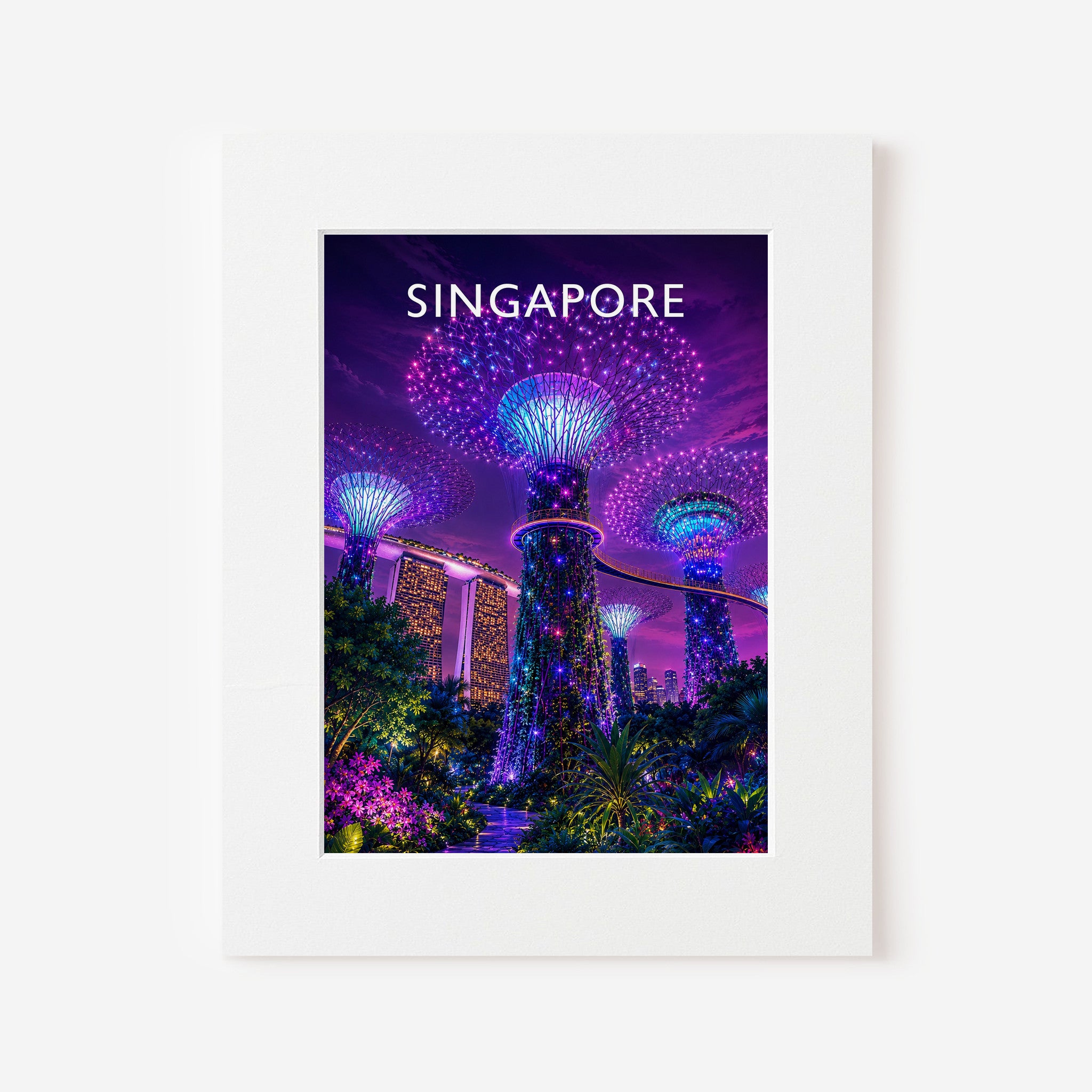 Singapore #2 Travel Poster in a white mount