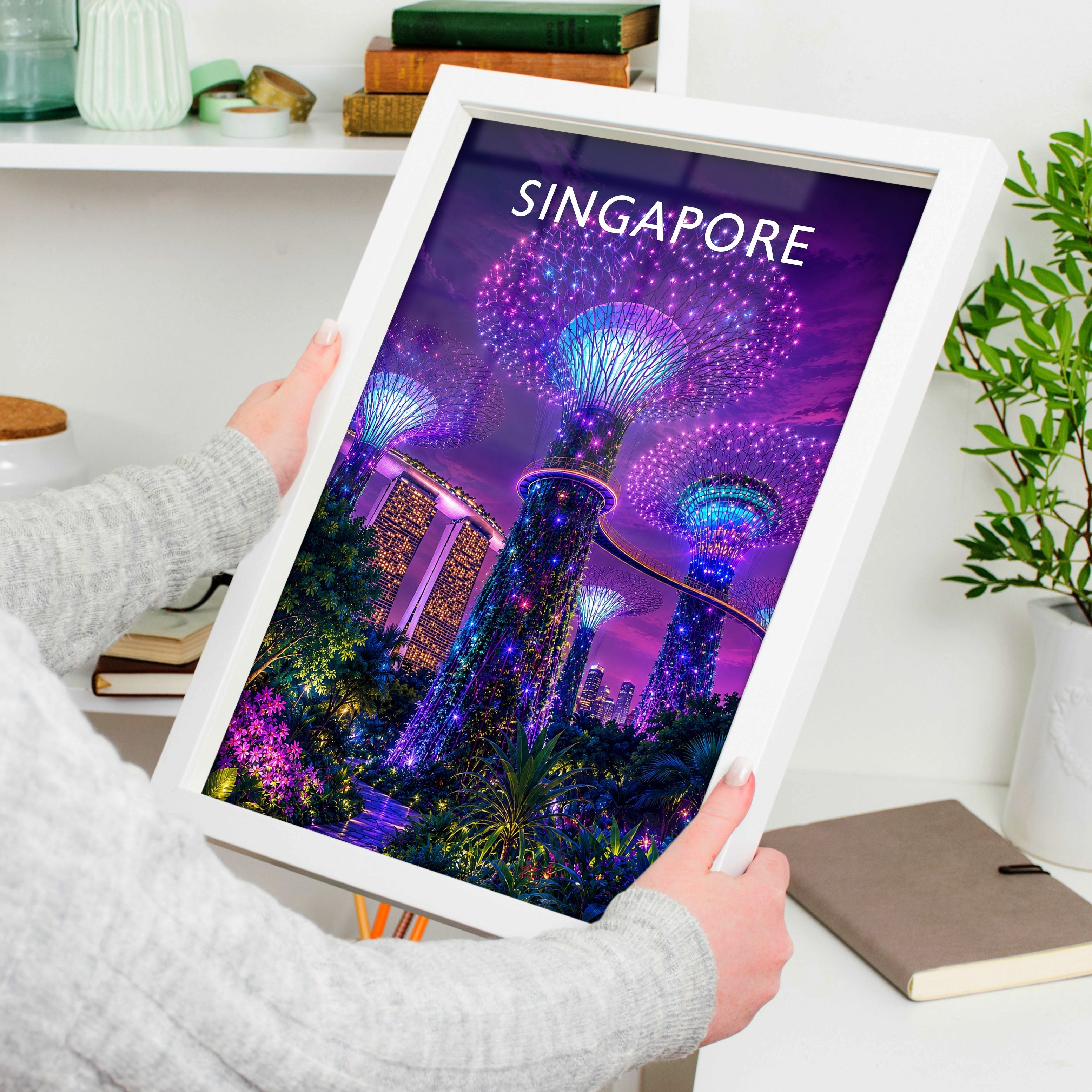 Singapore #2 Travel Poster held in a white frame
