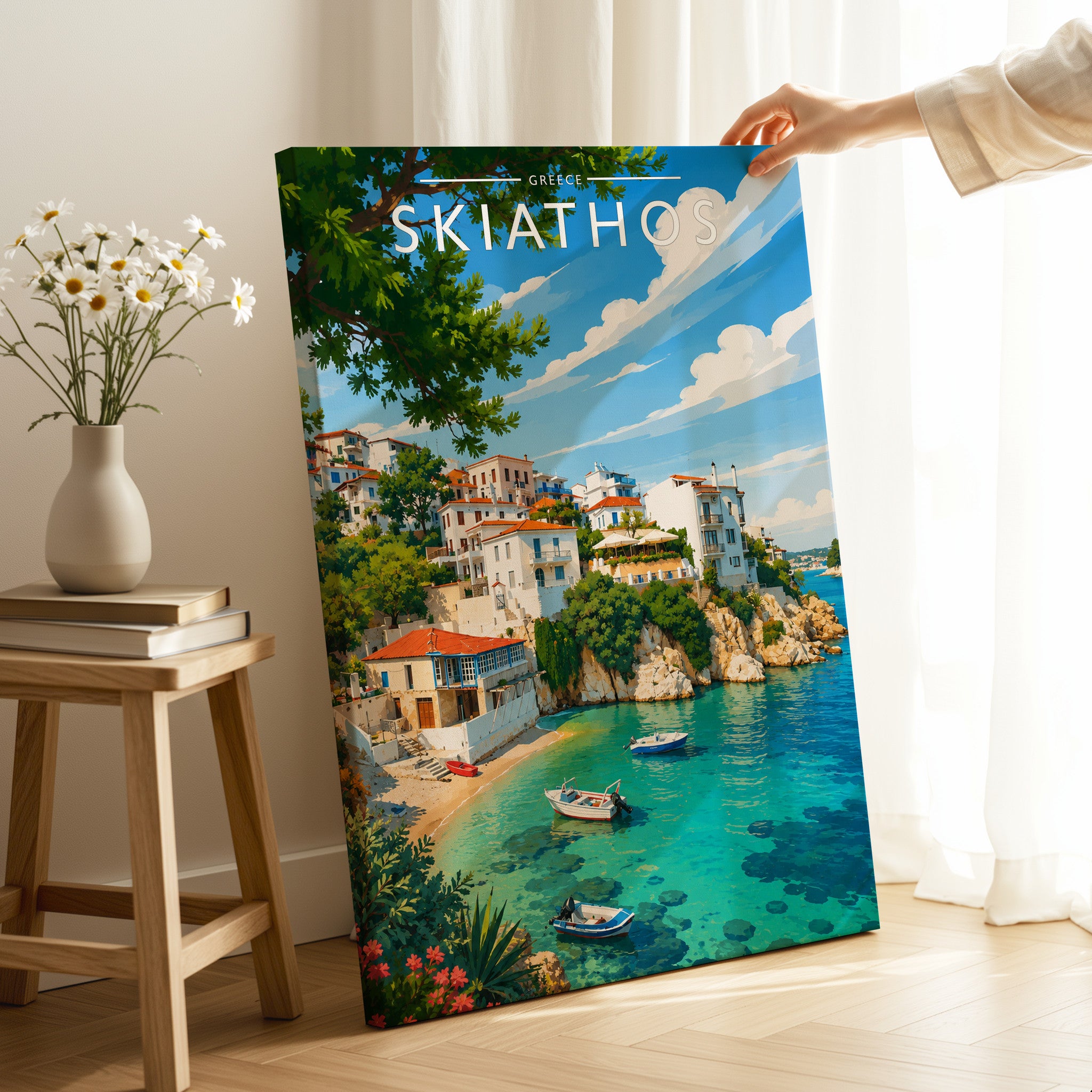 Skiathos #4 Travel Poster as a gallery-wrapped canvas