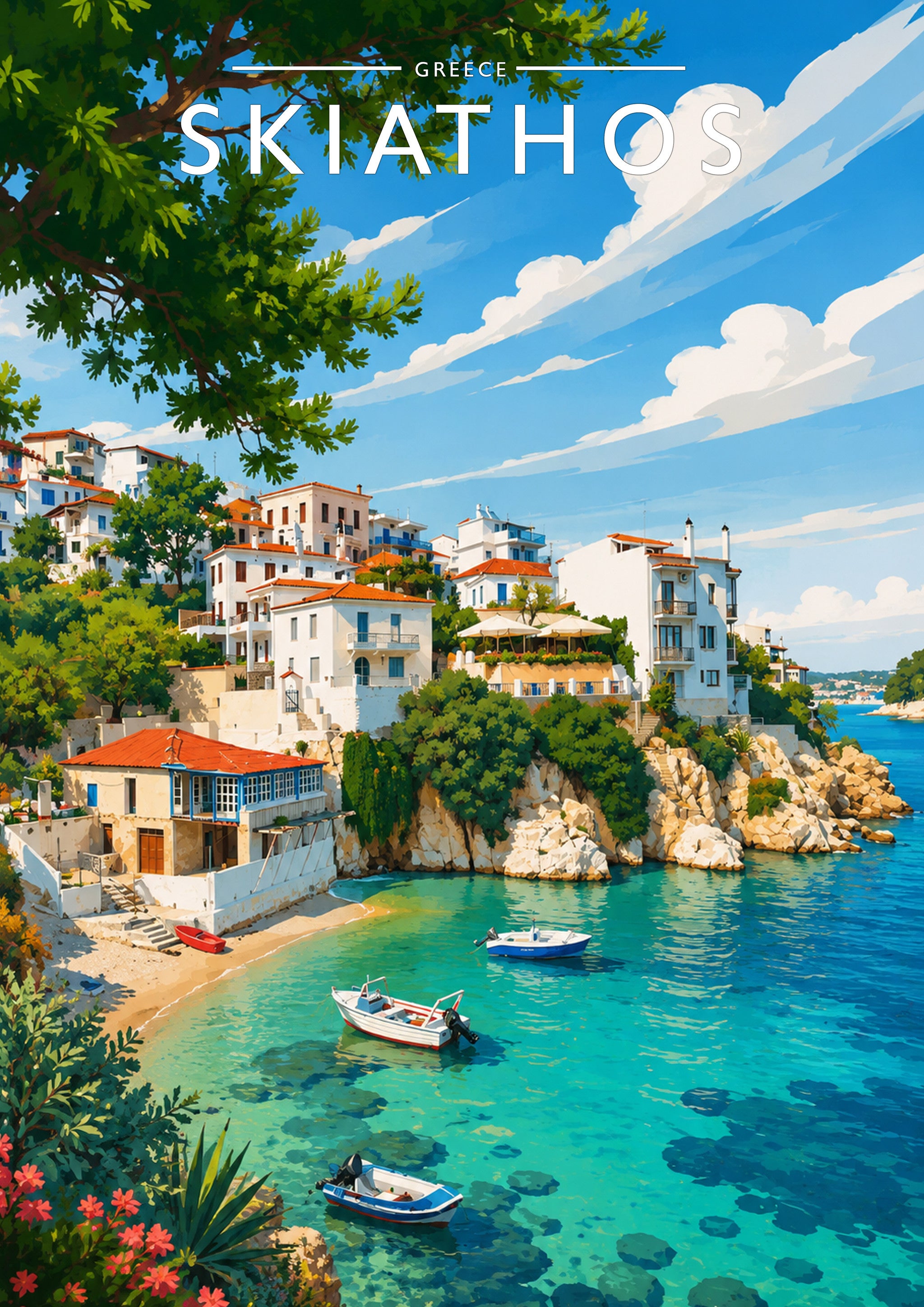 Skiathos #4 Travel Poster - A4 travel poster print