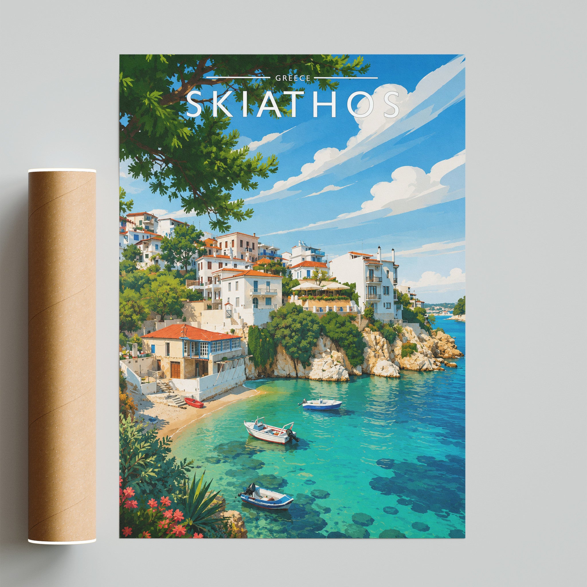 Skiathos #4 Travel Poster - fine art print with shipping tube