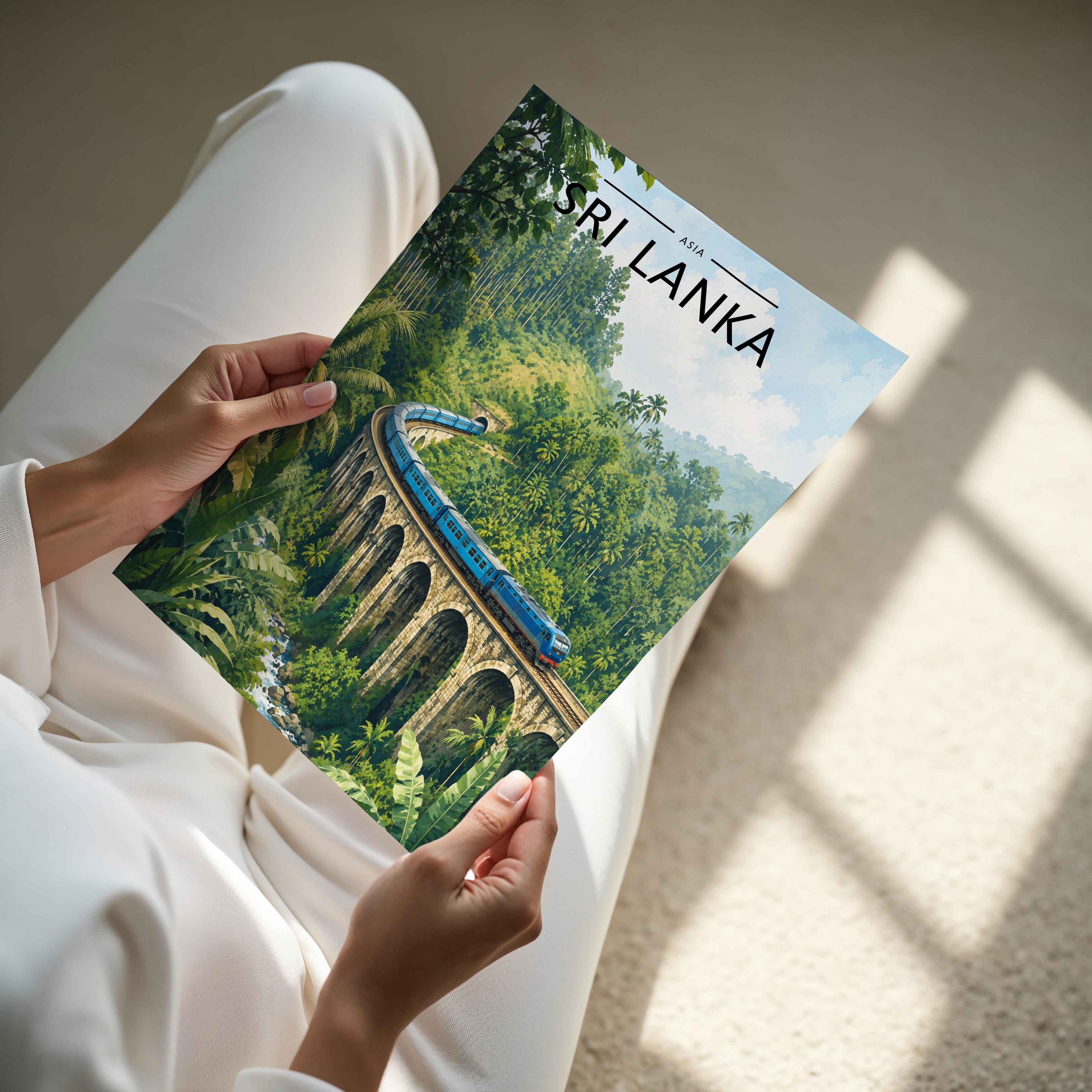 Sri Lanka Travel Poster - A4 print held in hand