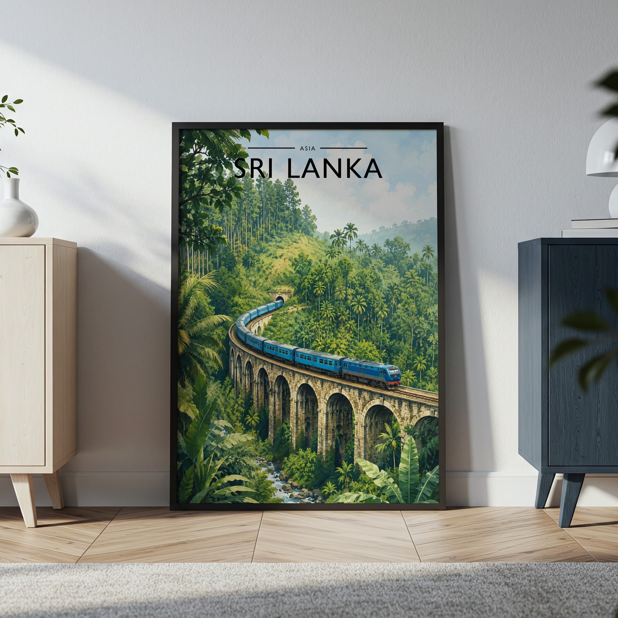 Sri Lanka Travel Poster in a black frame