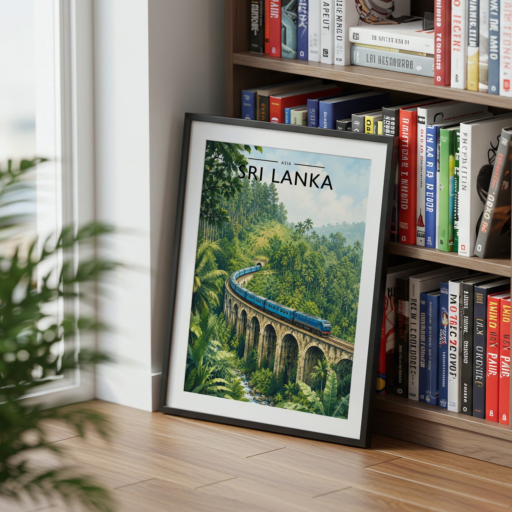Sri Lanka Travel Poster mounted in a black frame