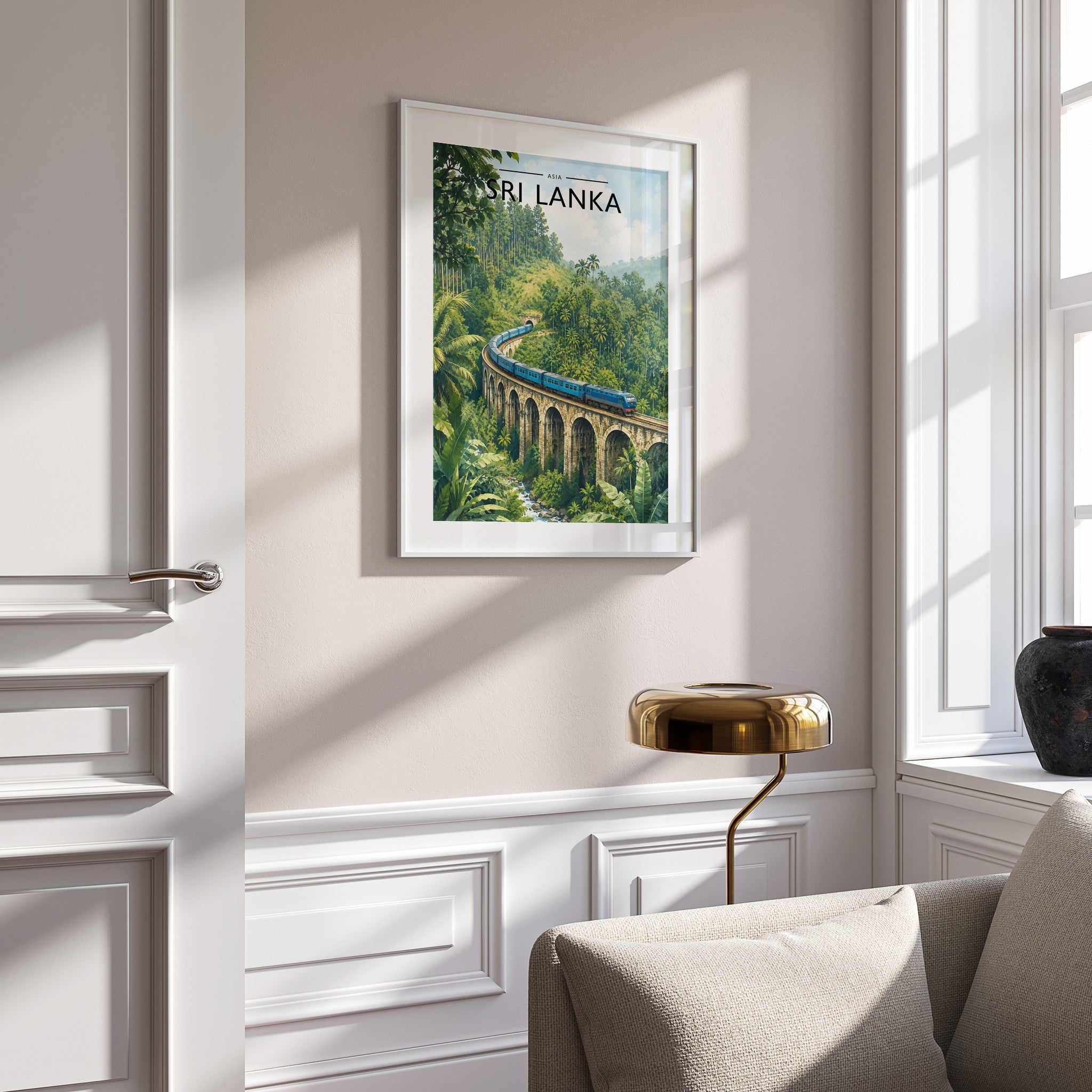 Sri Lanka Travel Poster mounted in a white frame