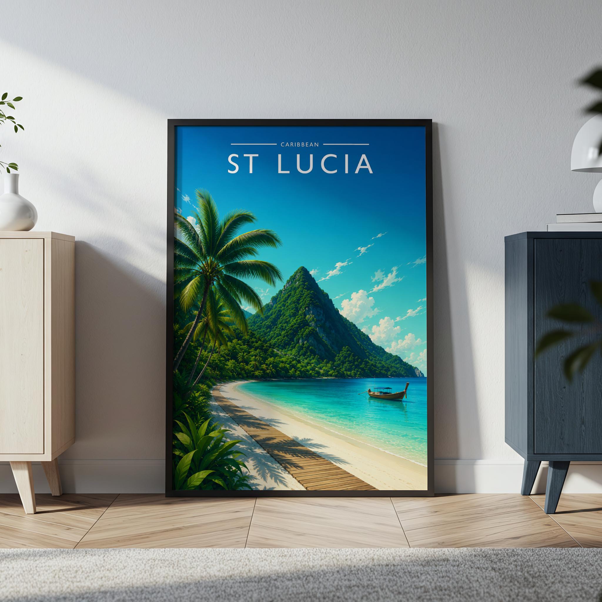 St Lucia #2 Travel Poster in a black frame
