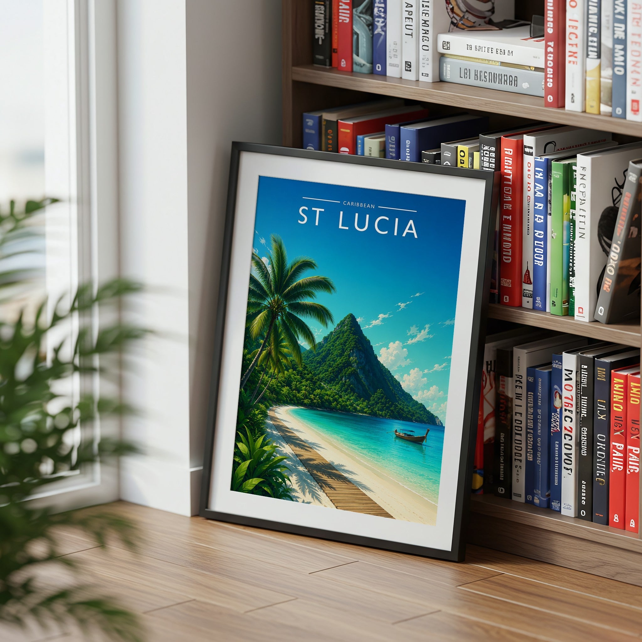 St Lucia #2 Travel Poster mounted in a black frame